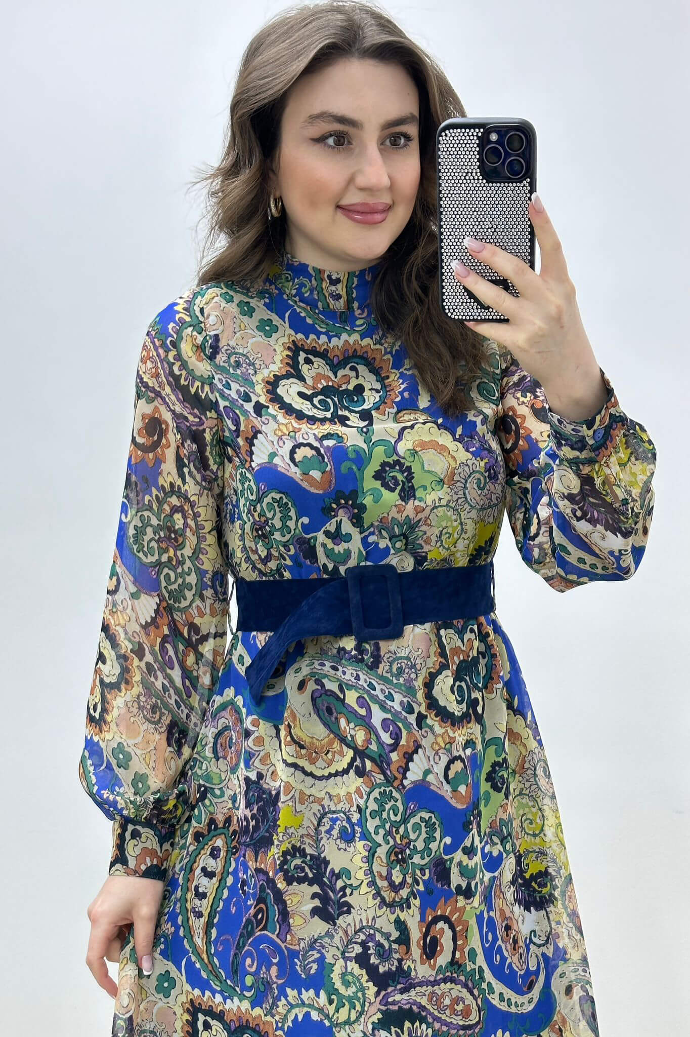 Alaca Şifon Elbise Lacivert