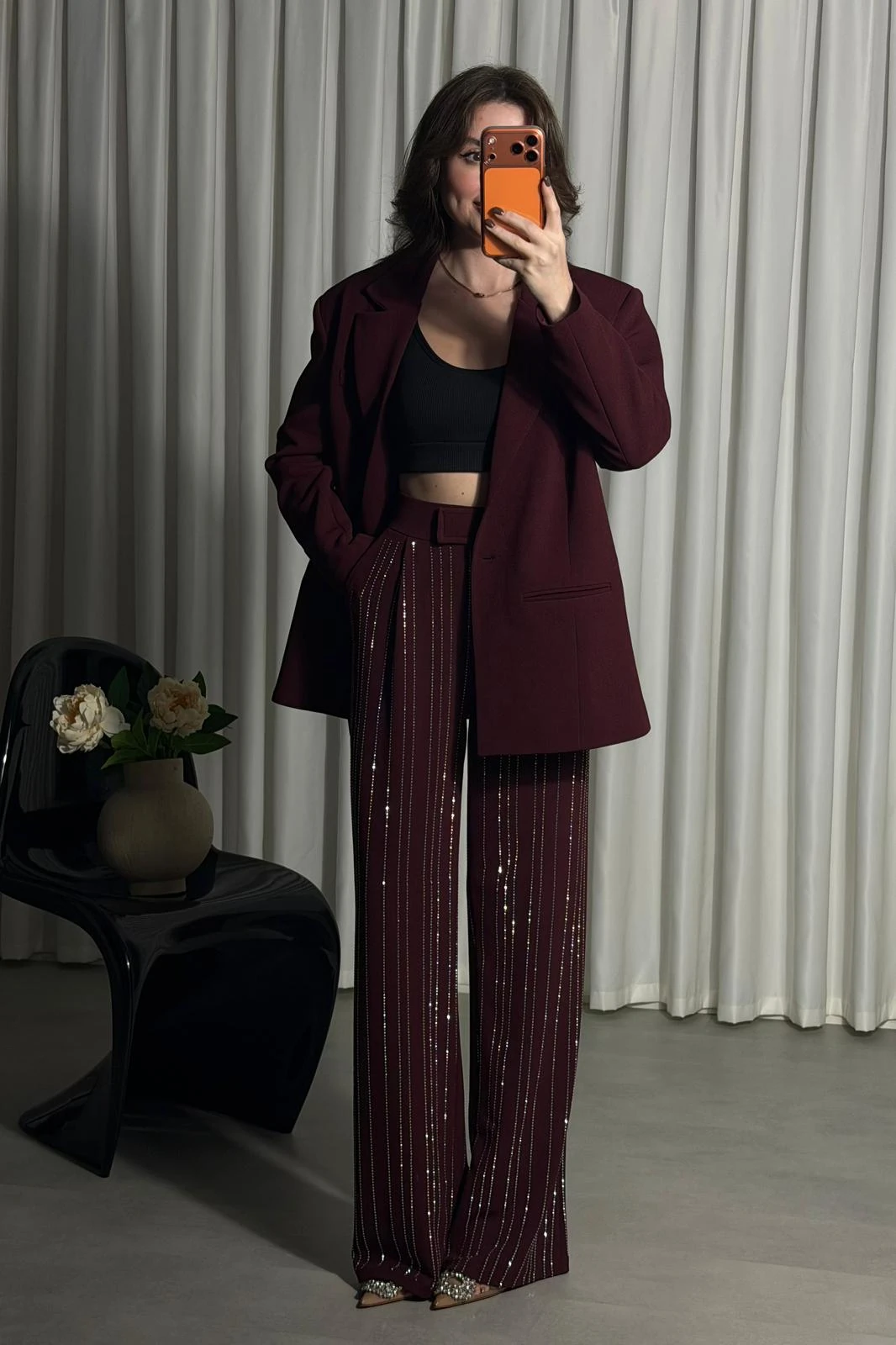 Suyolu Taşlı Ceket Takım