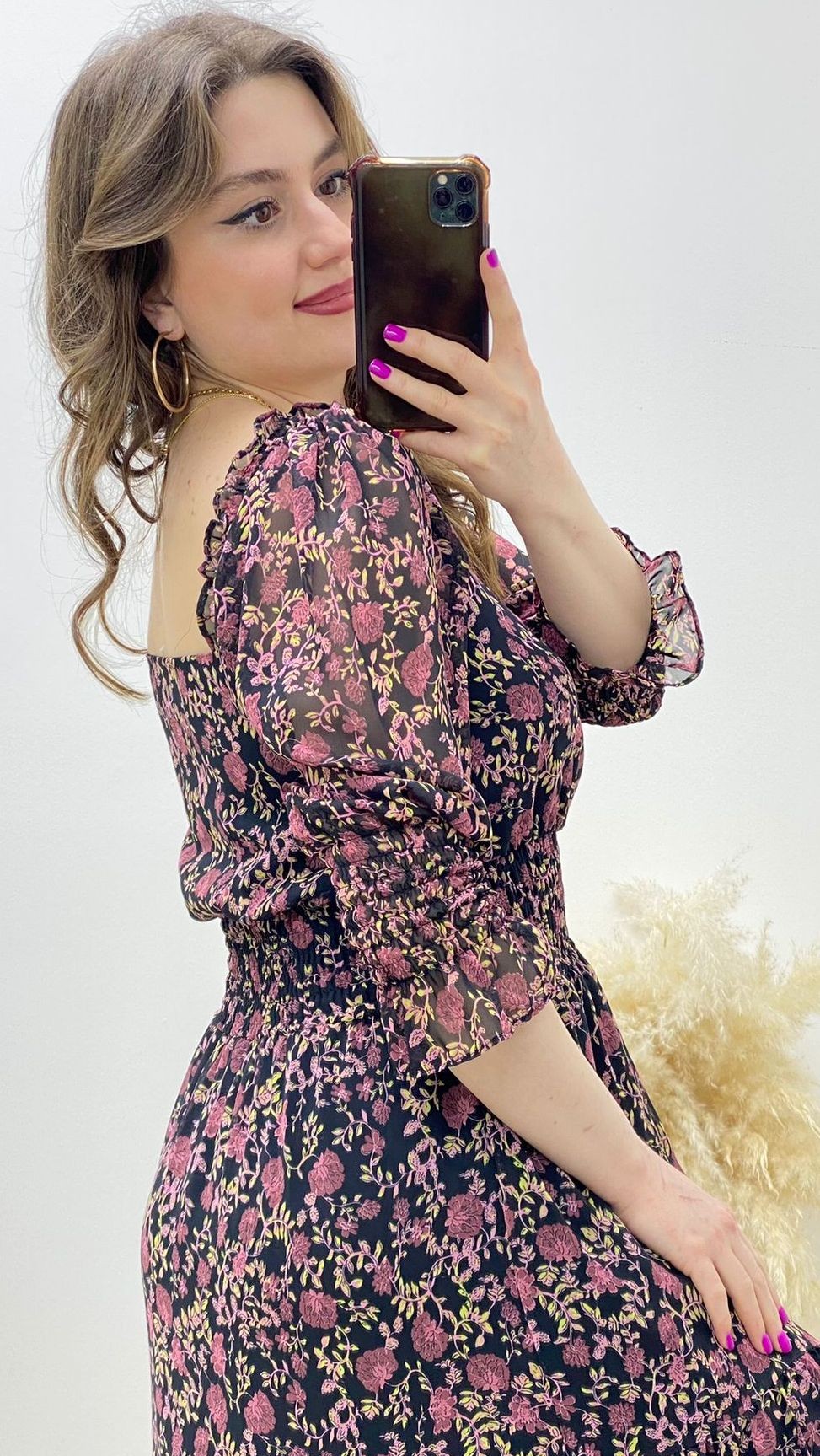 Floral Şifon Elbise