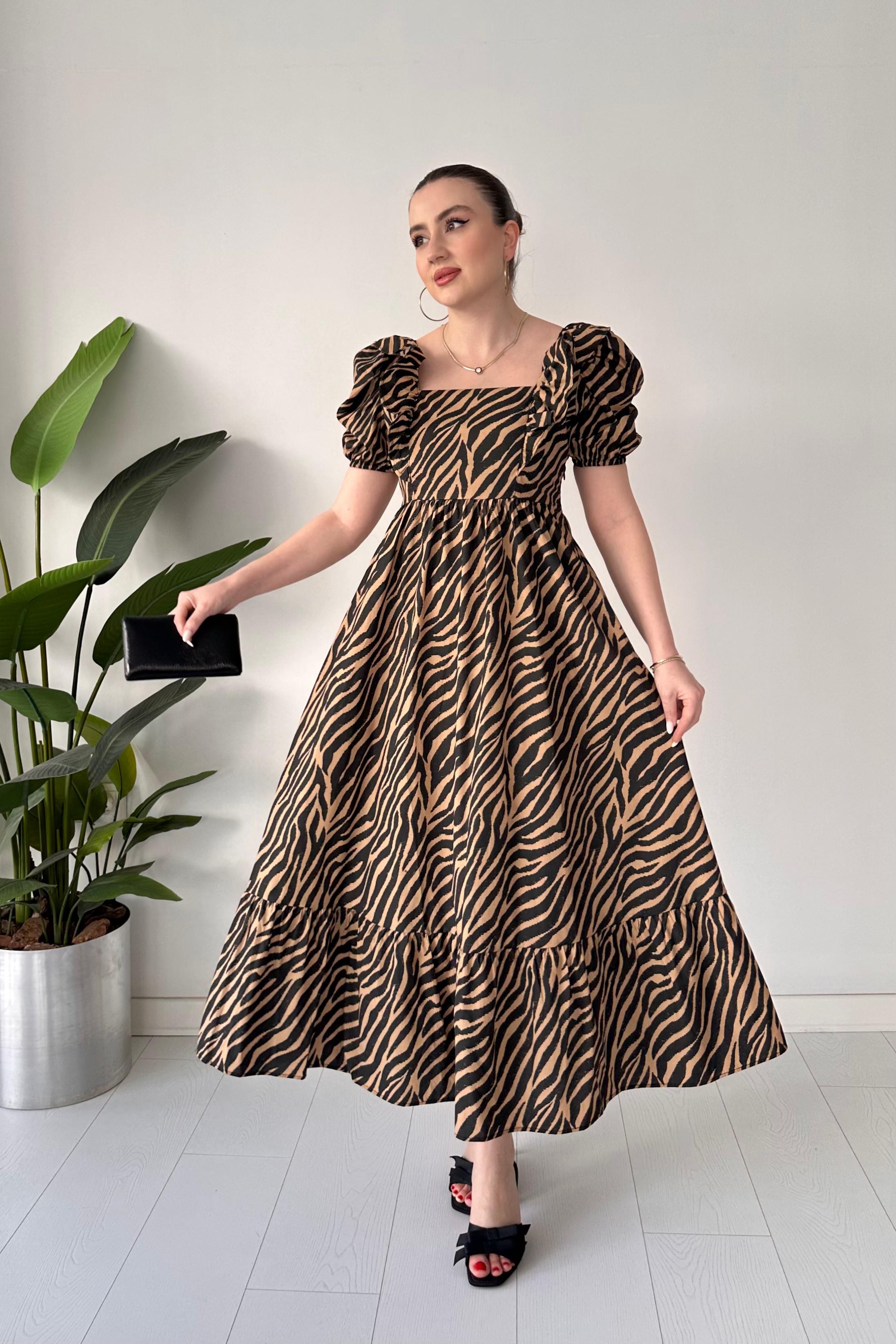 Zebra Poplin Elbise