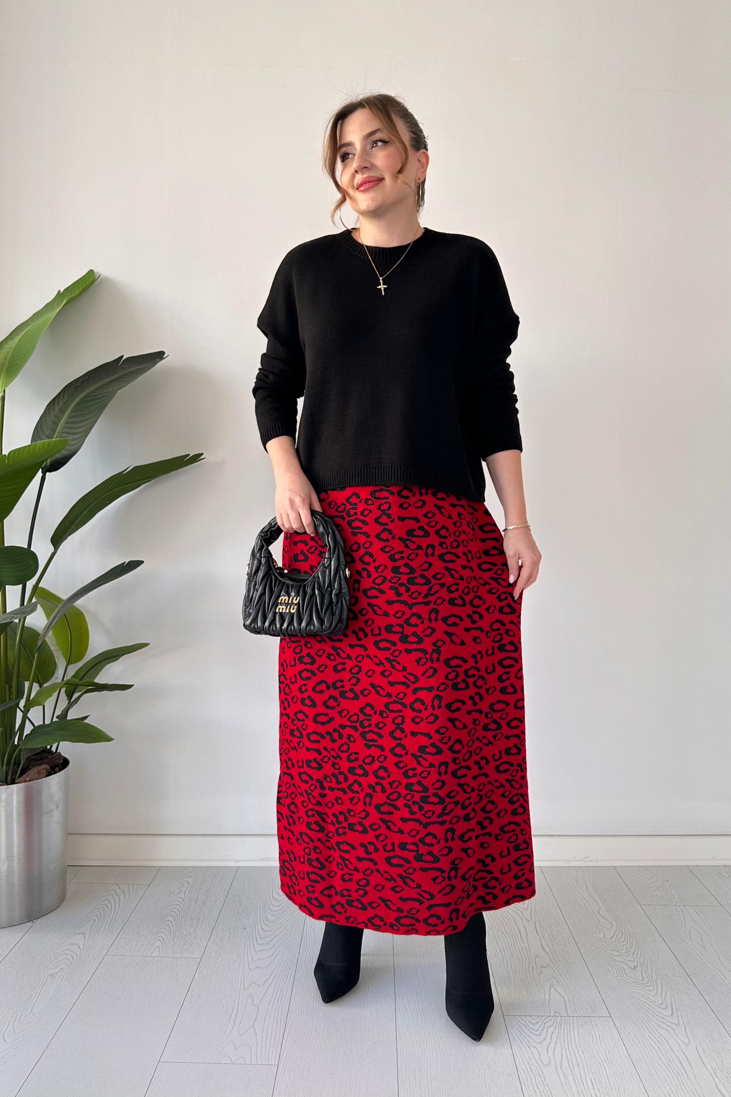 Leopar Etekli Triko Takım