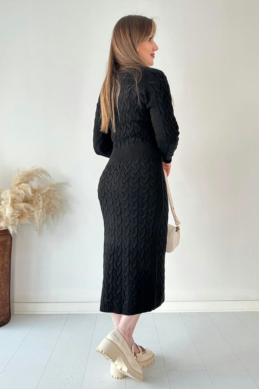 Saç Örgü Midi Elbise