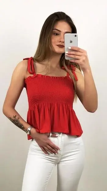 Askılı Crop Top-Kırmızı · 2