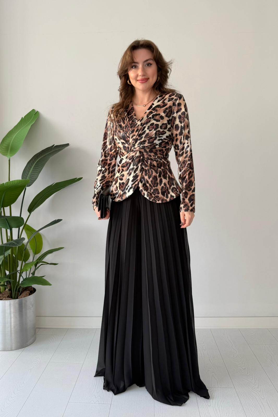 Leopar Payetli Takım