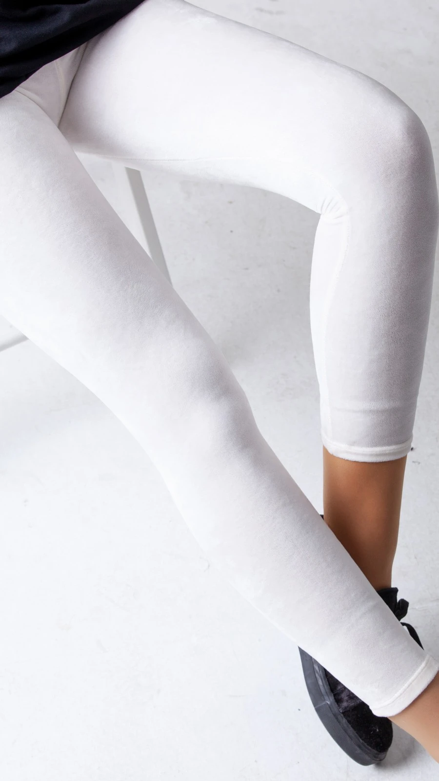 Kadife Tayt Pantolon - Beyaz