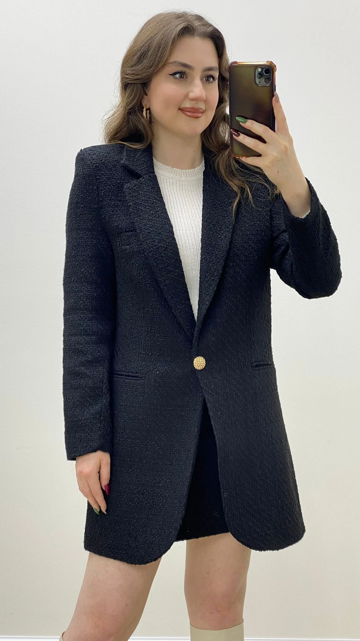 Tüvit Etek-Ceket Takım Siyah