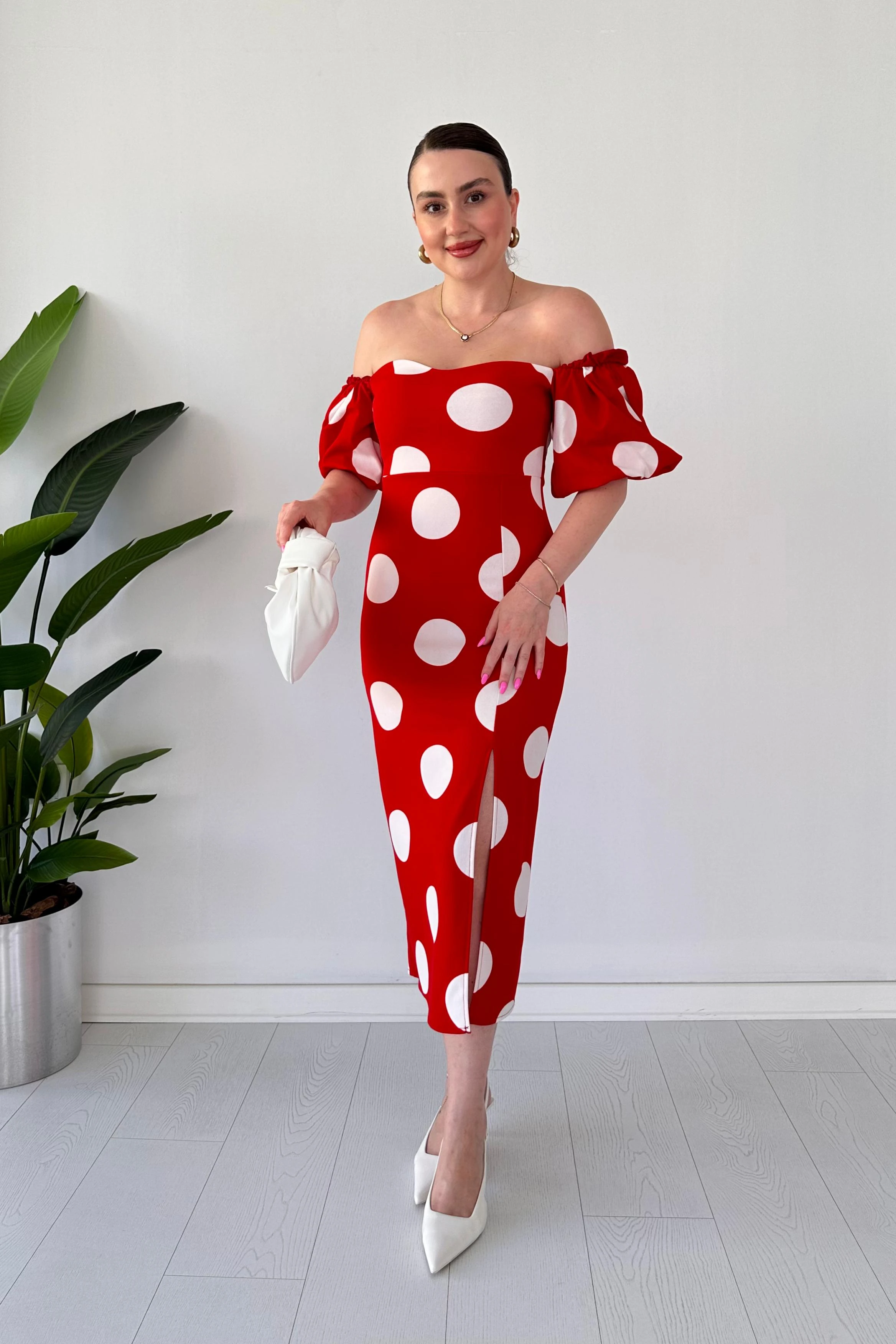 İri Puan Krep Elbise