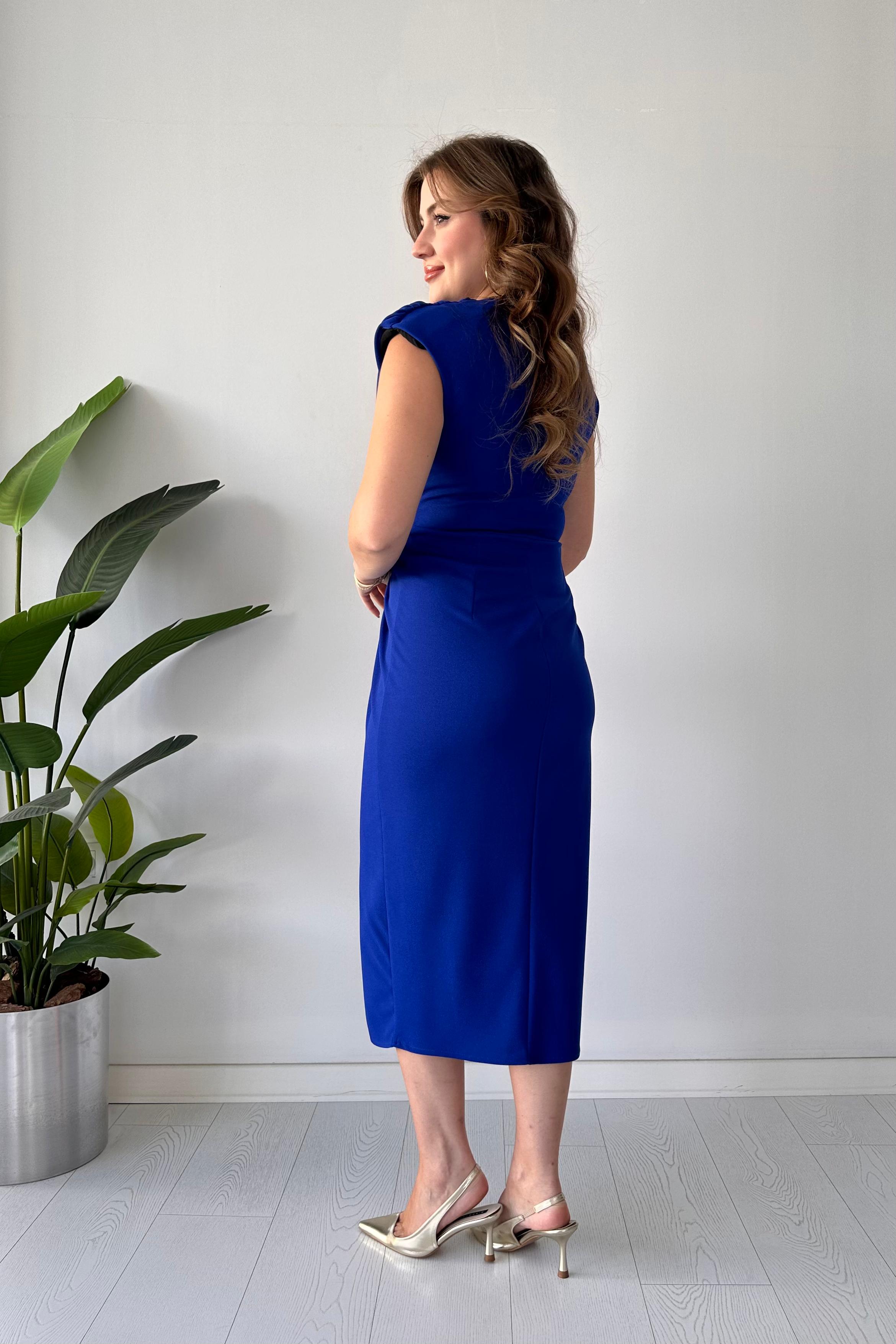 4 Düğmeli Krep Elbise