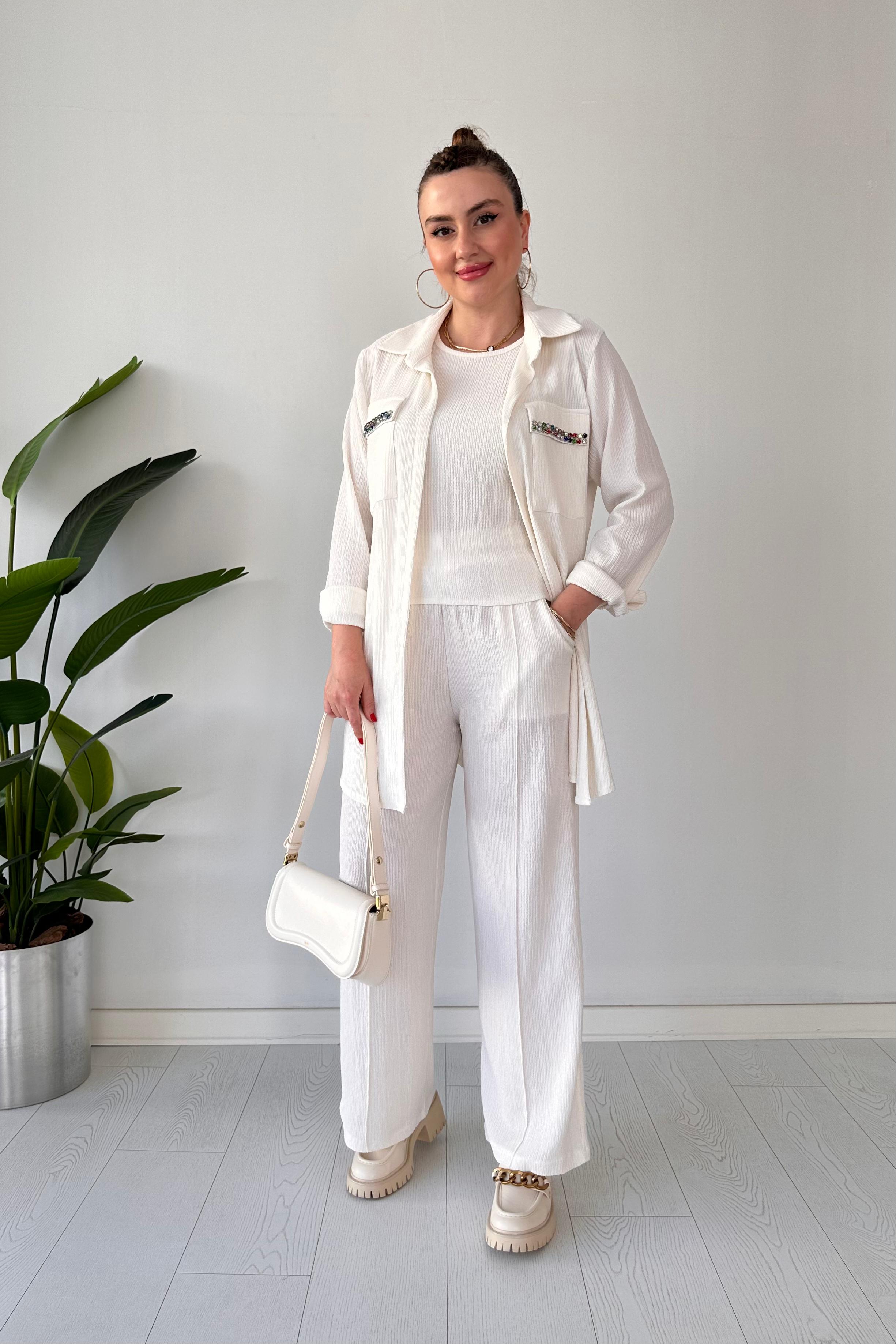 Taşlı Üç Parça Gofre Takım