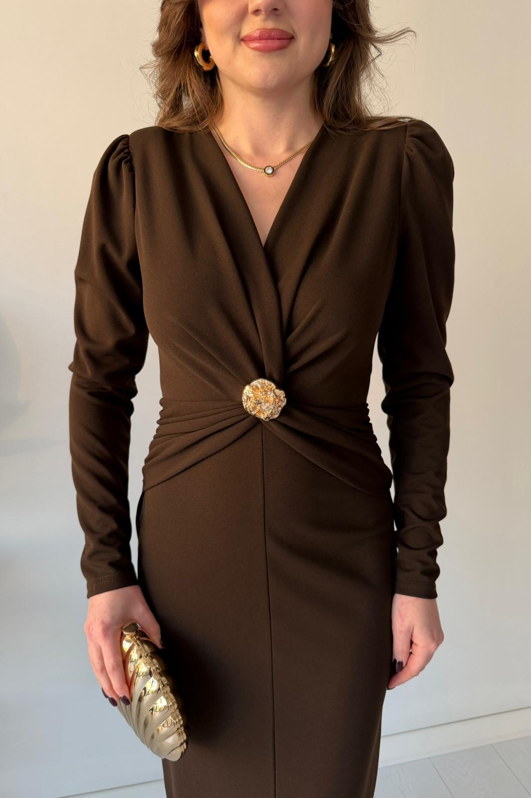 Düğüm Tokalı Krep Elbise