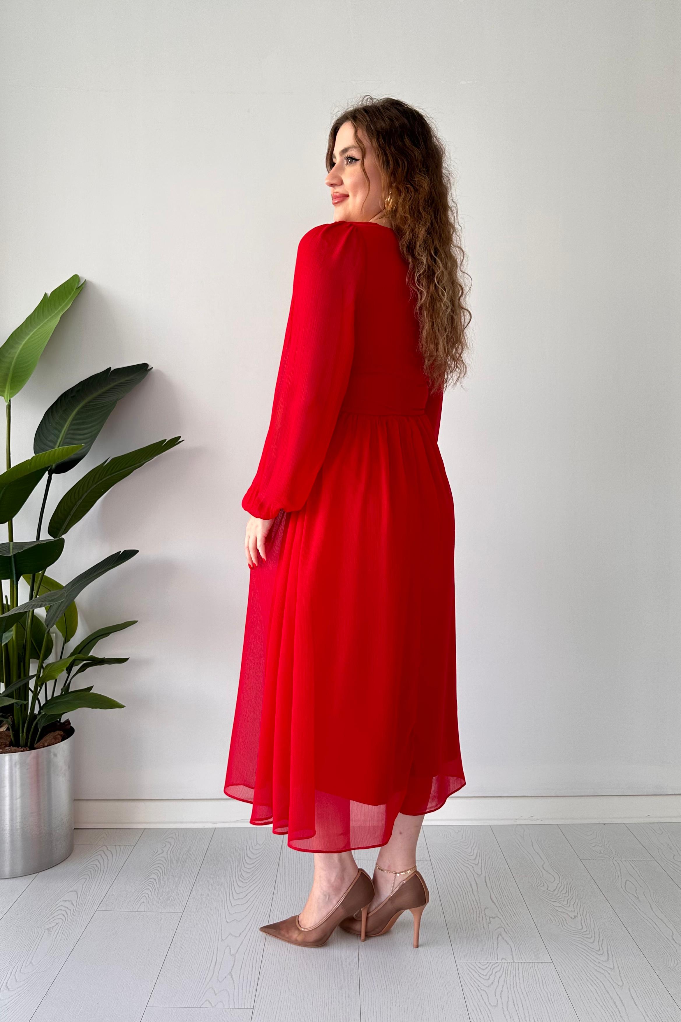 Korsajlı Şifon Elbise