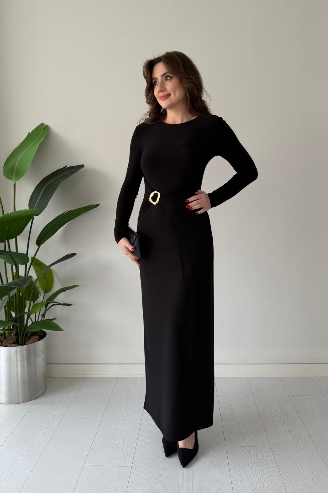 Dalga Tokalı Esnek Elbise