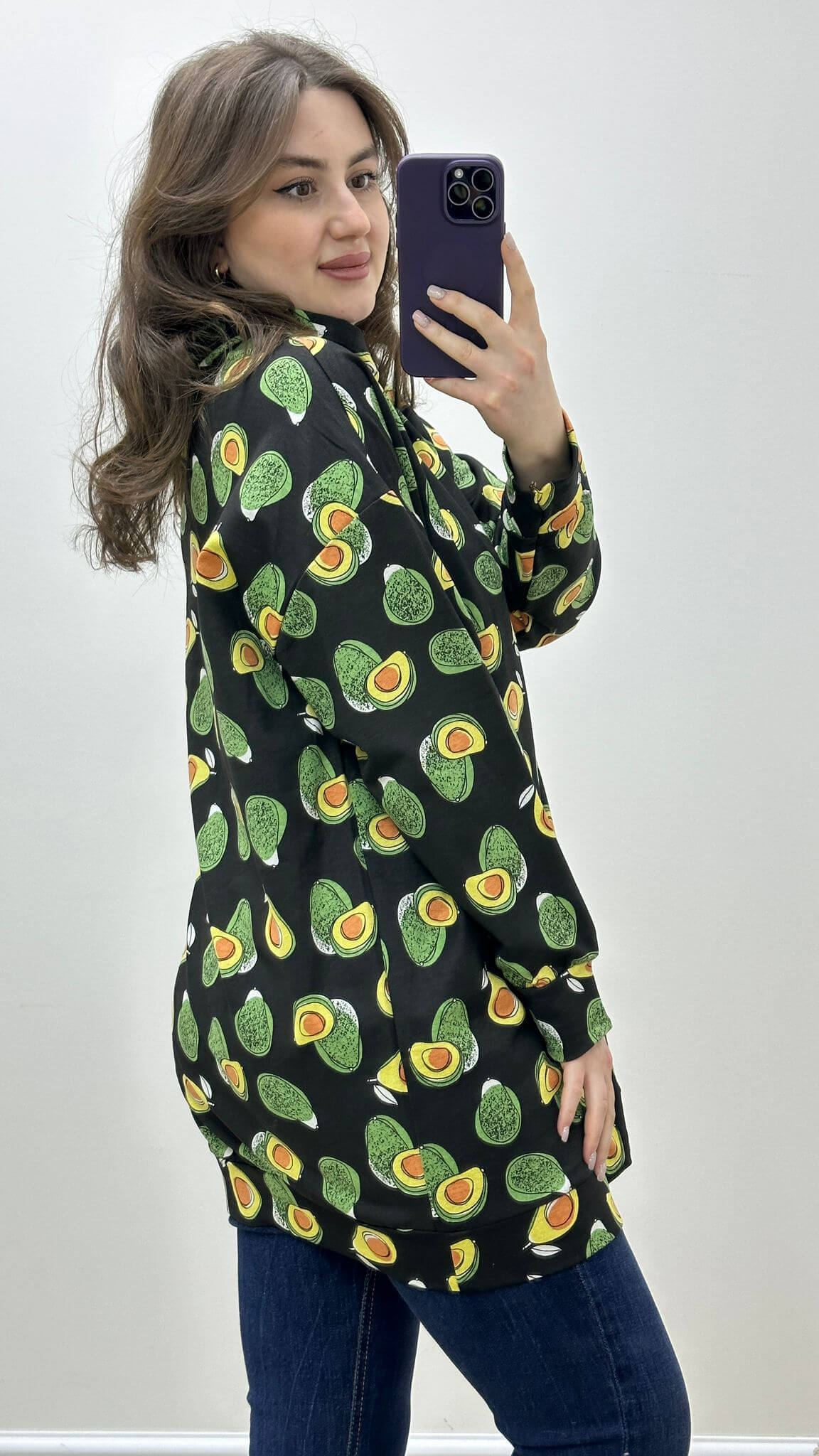 Avokado Kapüşonlu Sweatshirt Siyah