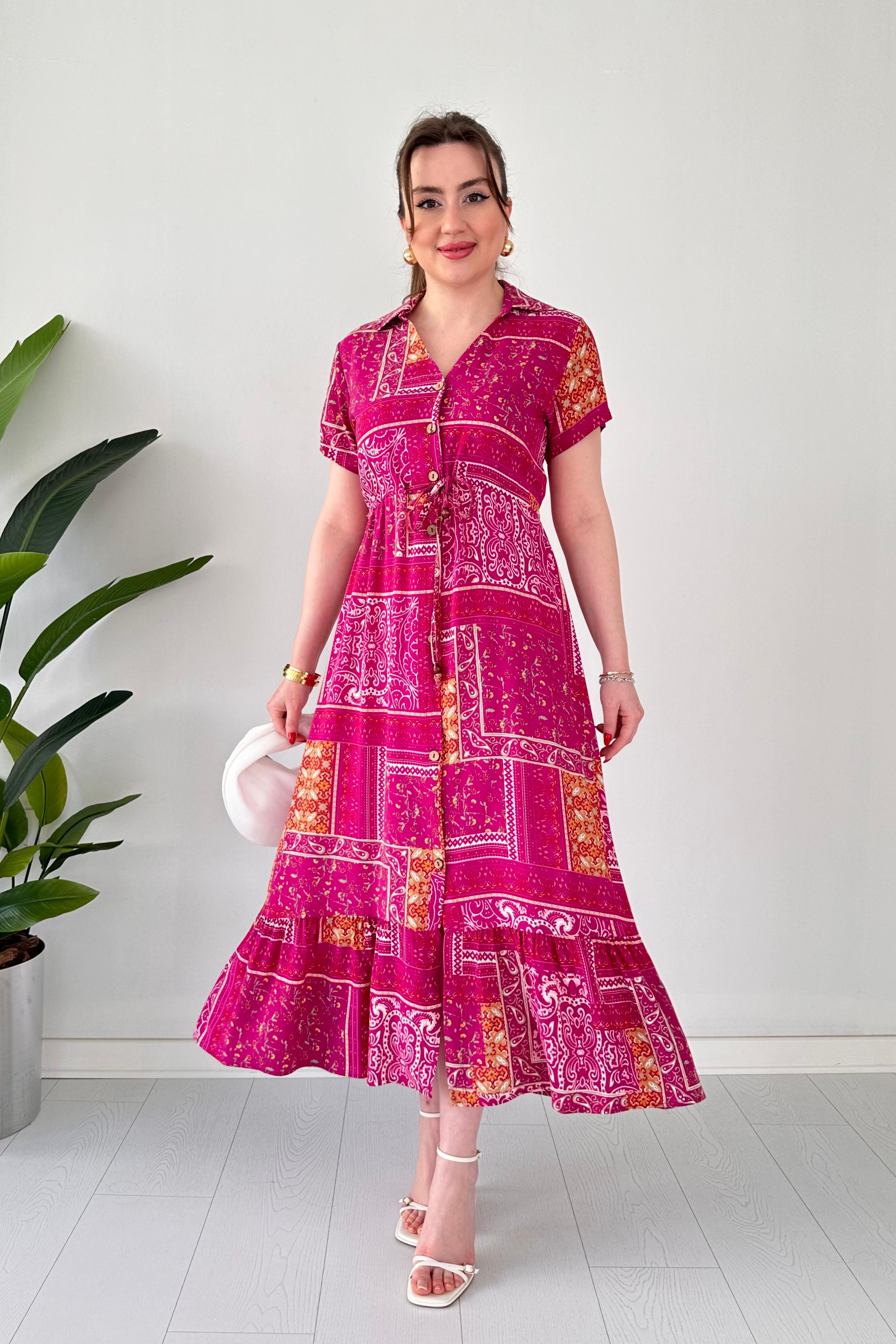 Patchwork Viskon Elbise