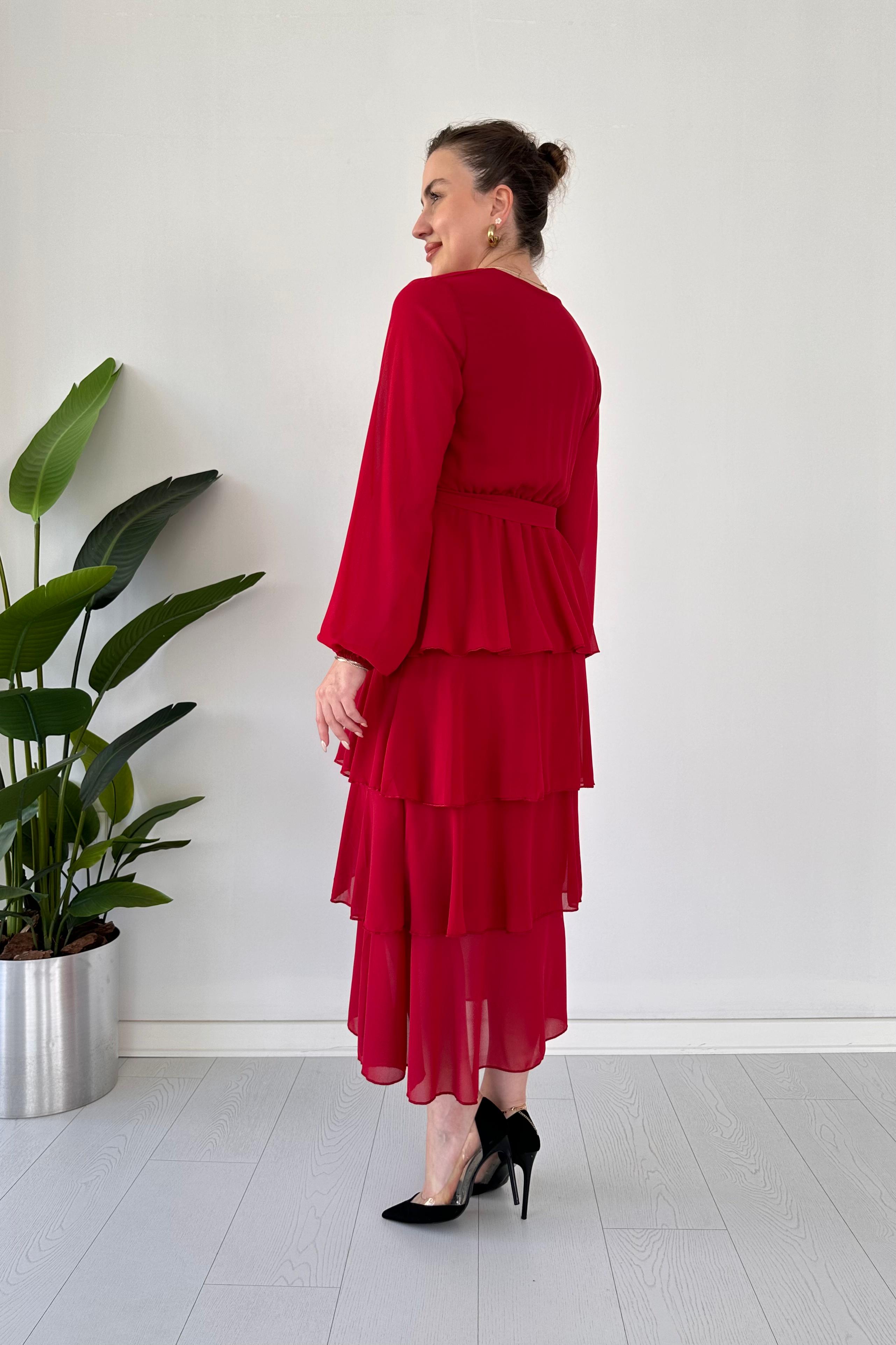 Kat Kat Şifon Elbise