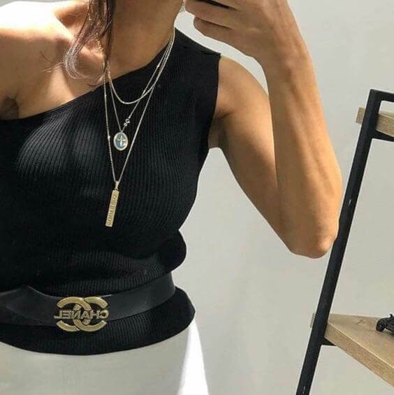 Tek Omuz Triko Siyah