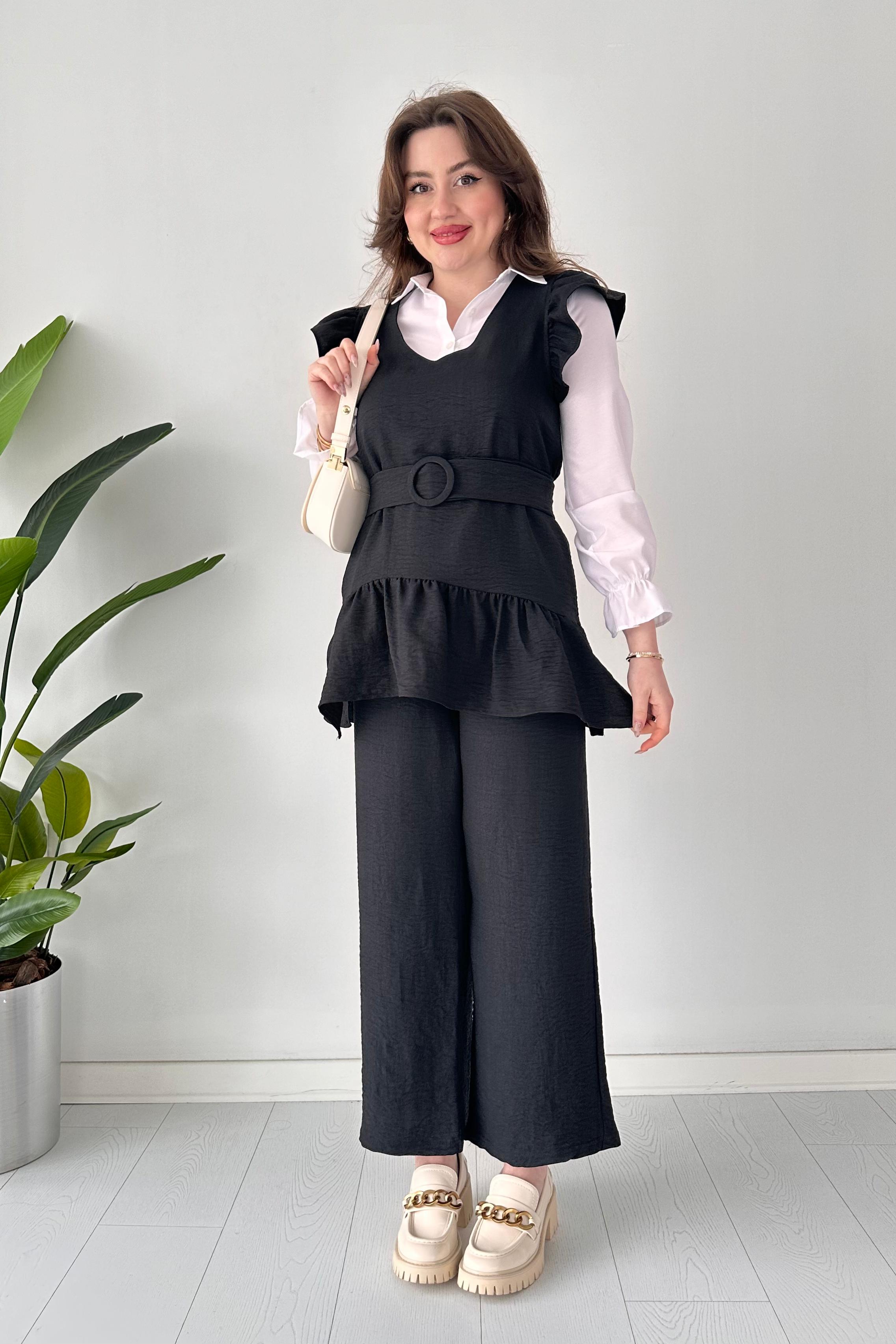 Keten V Yaka Üçlü Takım