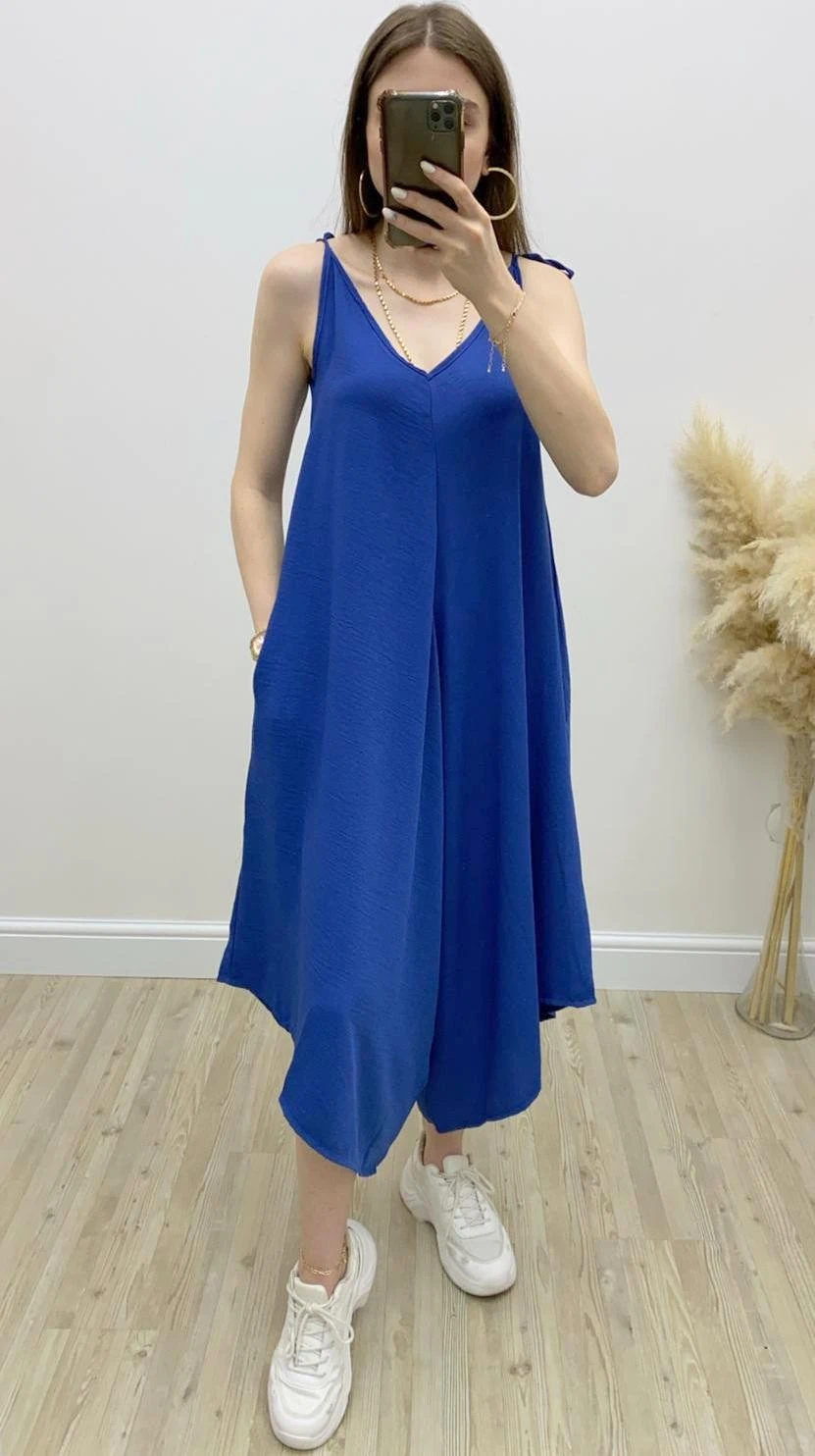 Askılı Bol Tulum Lacivert