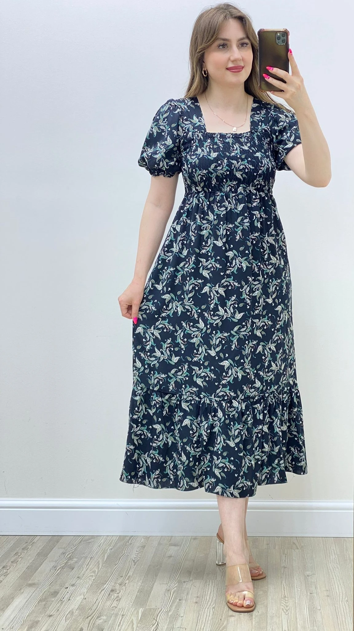 Gipeli Şallı Elbise Lacivert