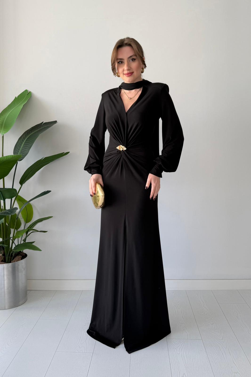 Şal Detaylı Tasarım Elbise