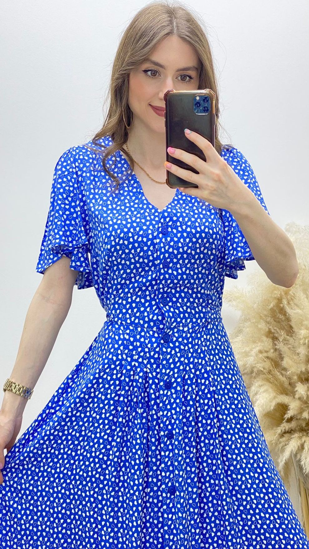 Minik Kalpli Viskon Elbise Mavi