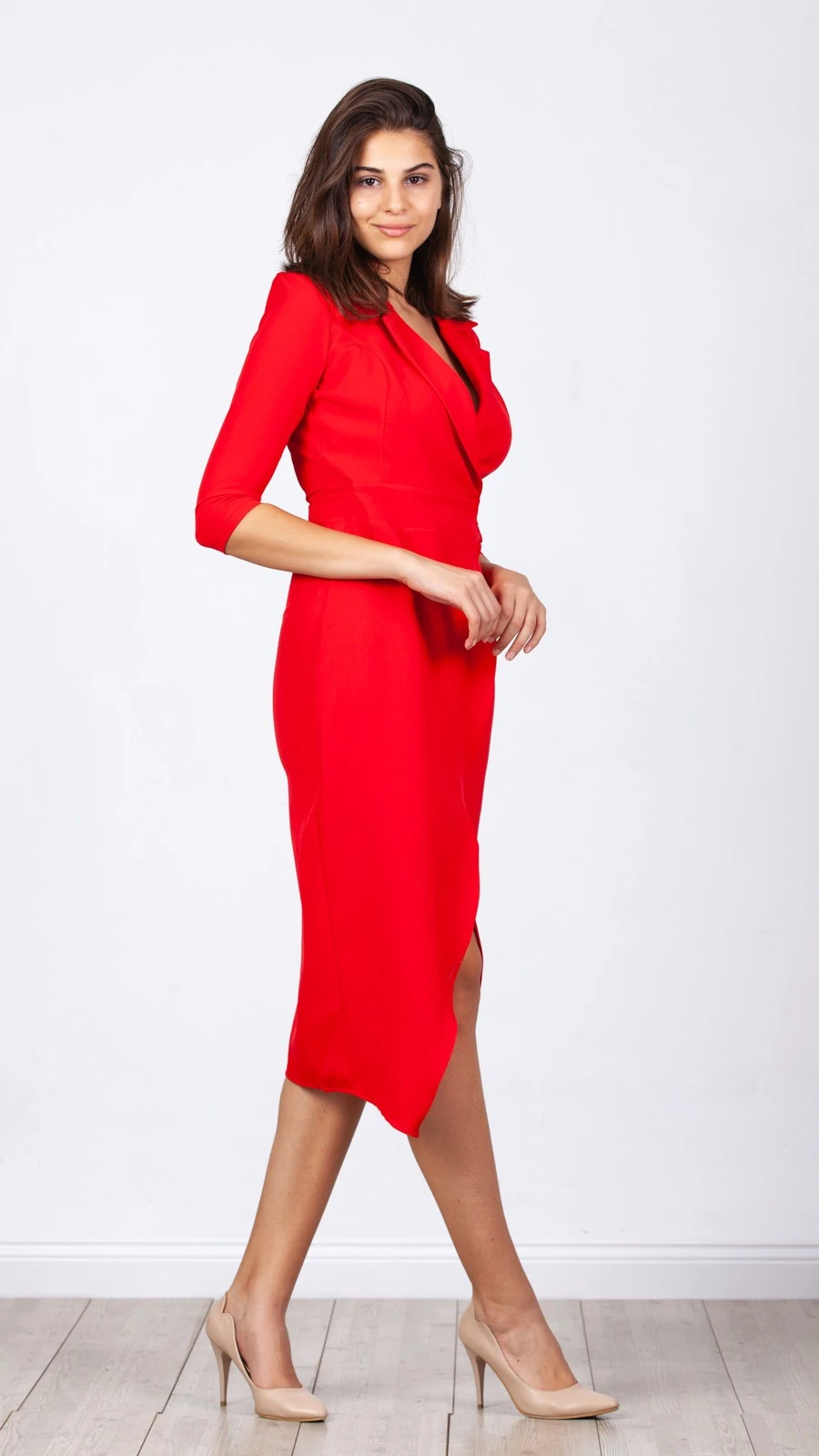 Erkek Yaka Anvelop Elbise - Kırmızı