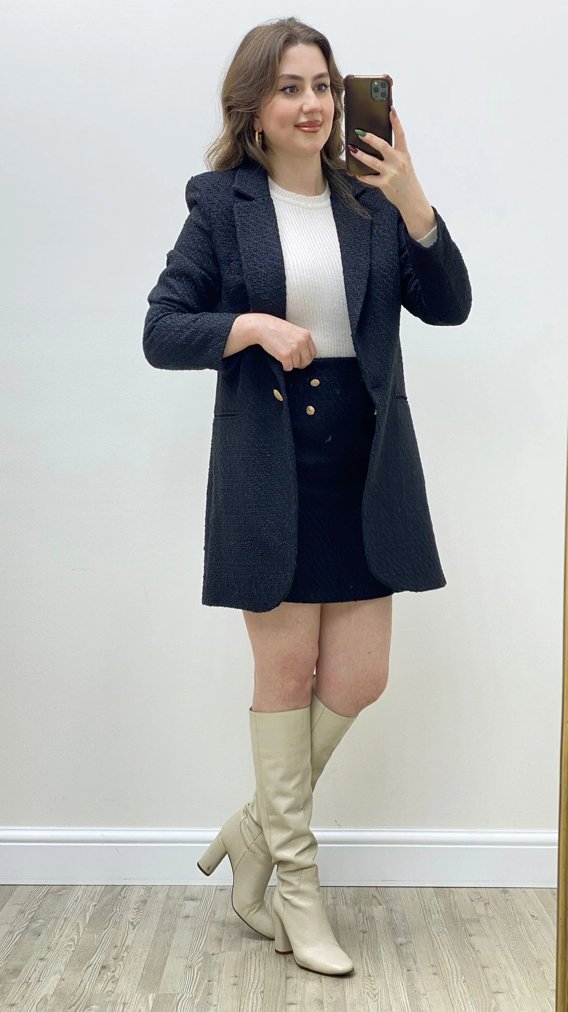 Tüvit Etek-Ceket Takım Siyah