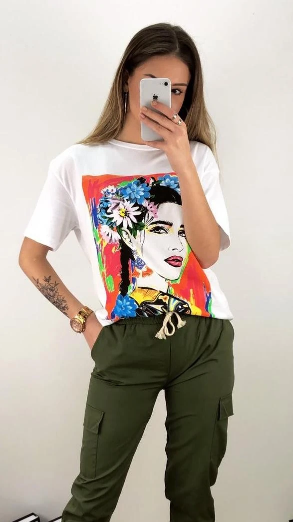 Renkli Portre Tshirt