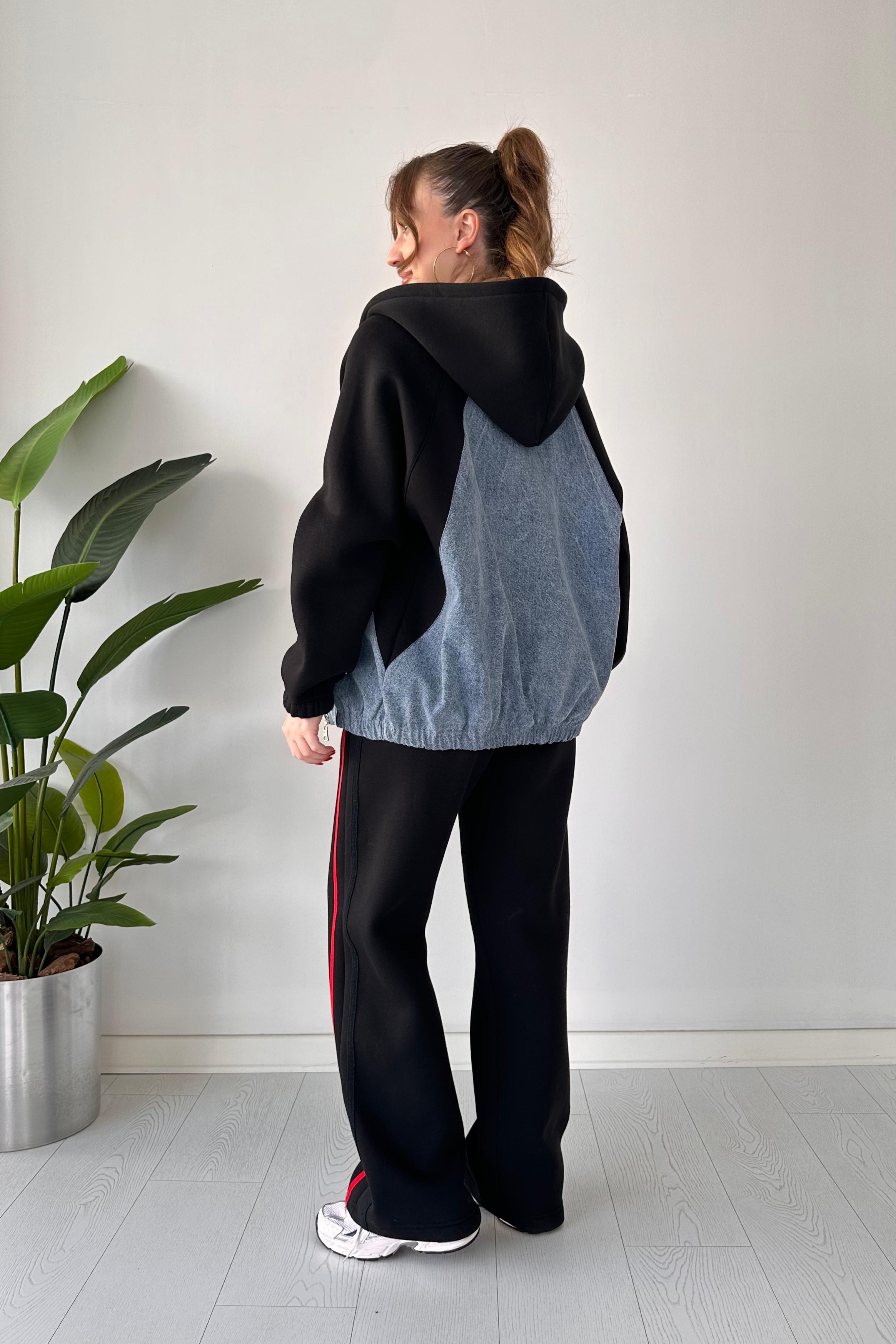 Denim Ceketli Polar Eşofman Takımı