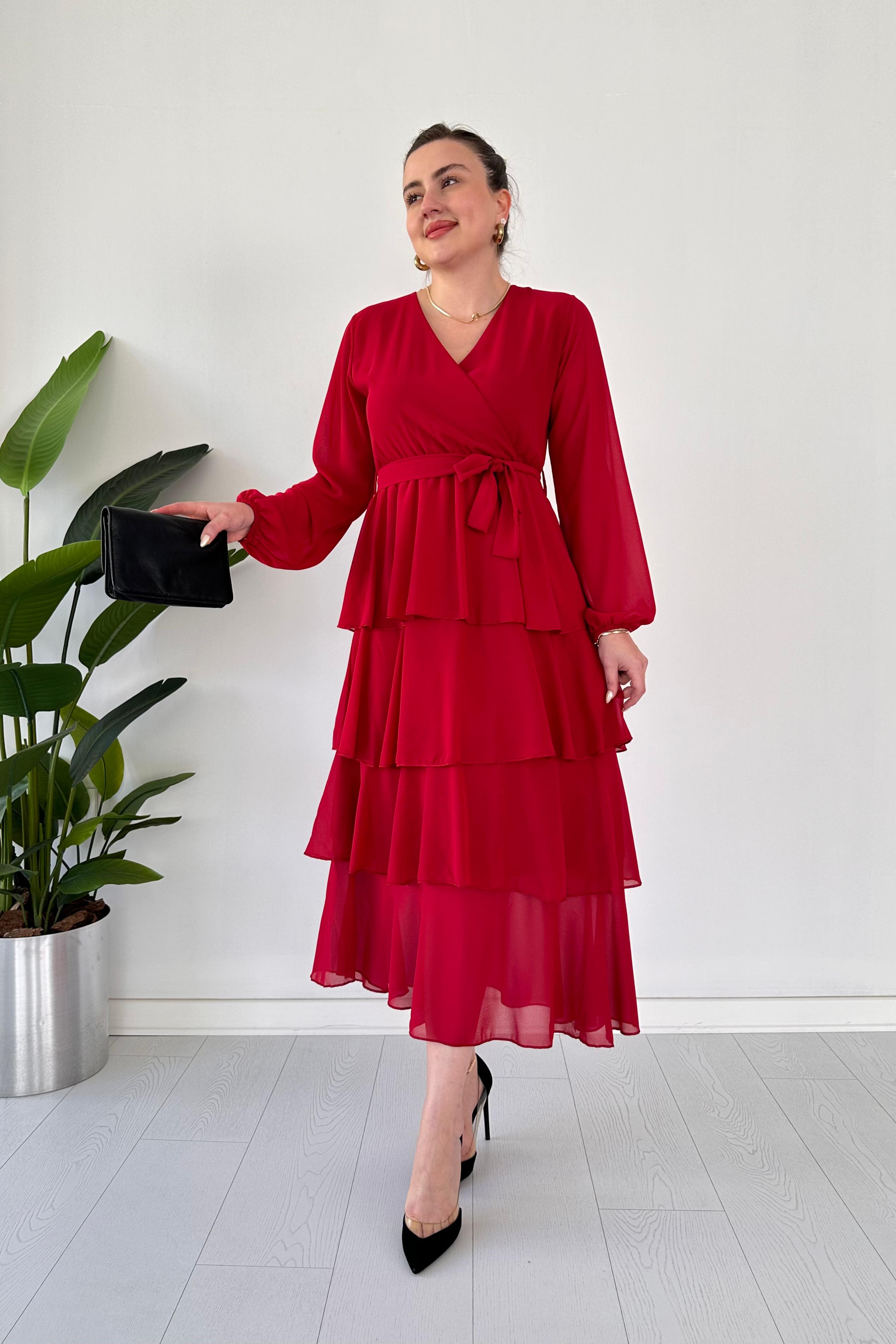 Kat Kat Şifon Elbise