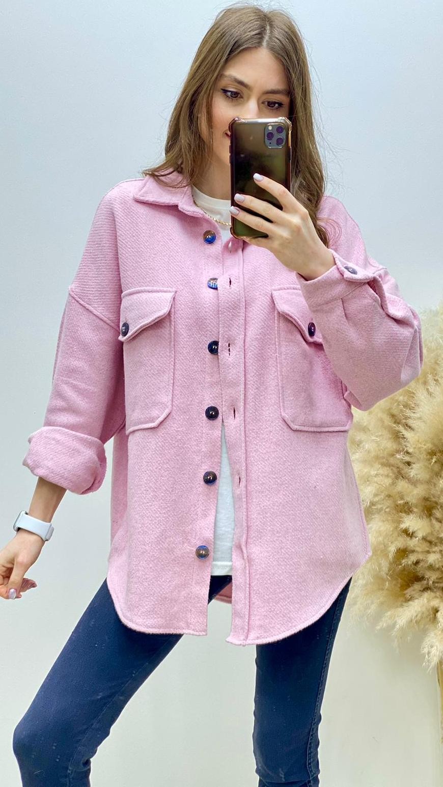 Cepli Kaşe Gömlek Pembe