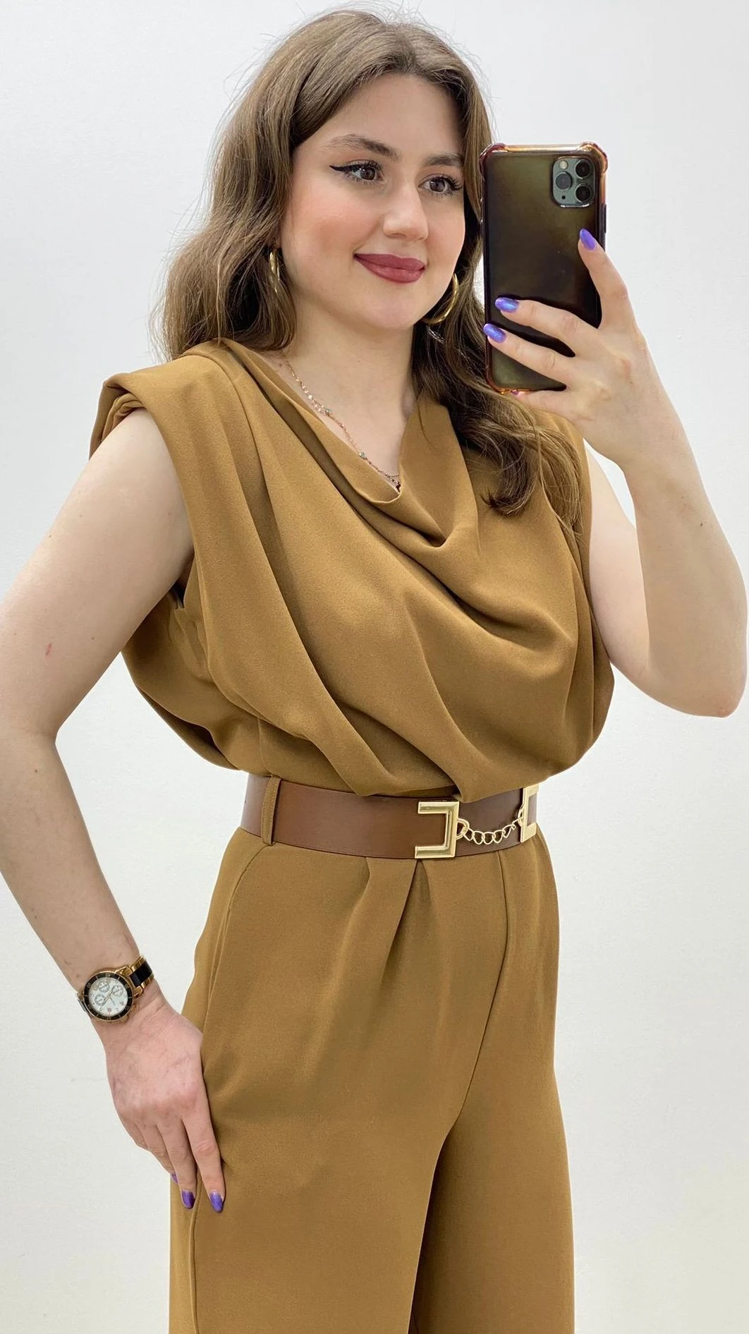 Degaje Yaka Kemerli Tulum Taba