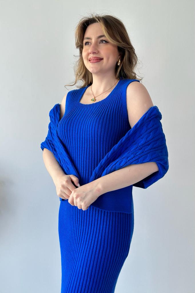 Saç Örgü Kazak Elbise Triko Takım