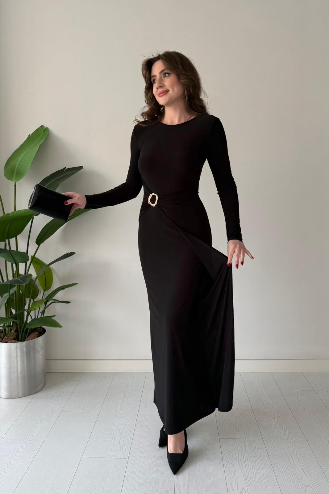 Dalga Tokalı Esnek Elbise