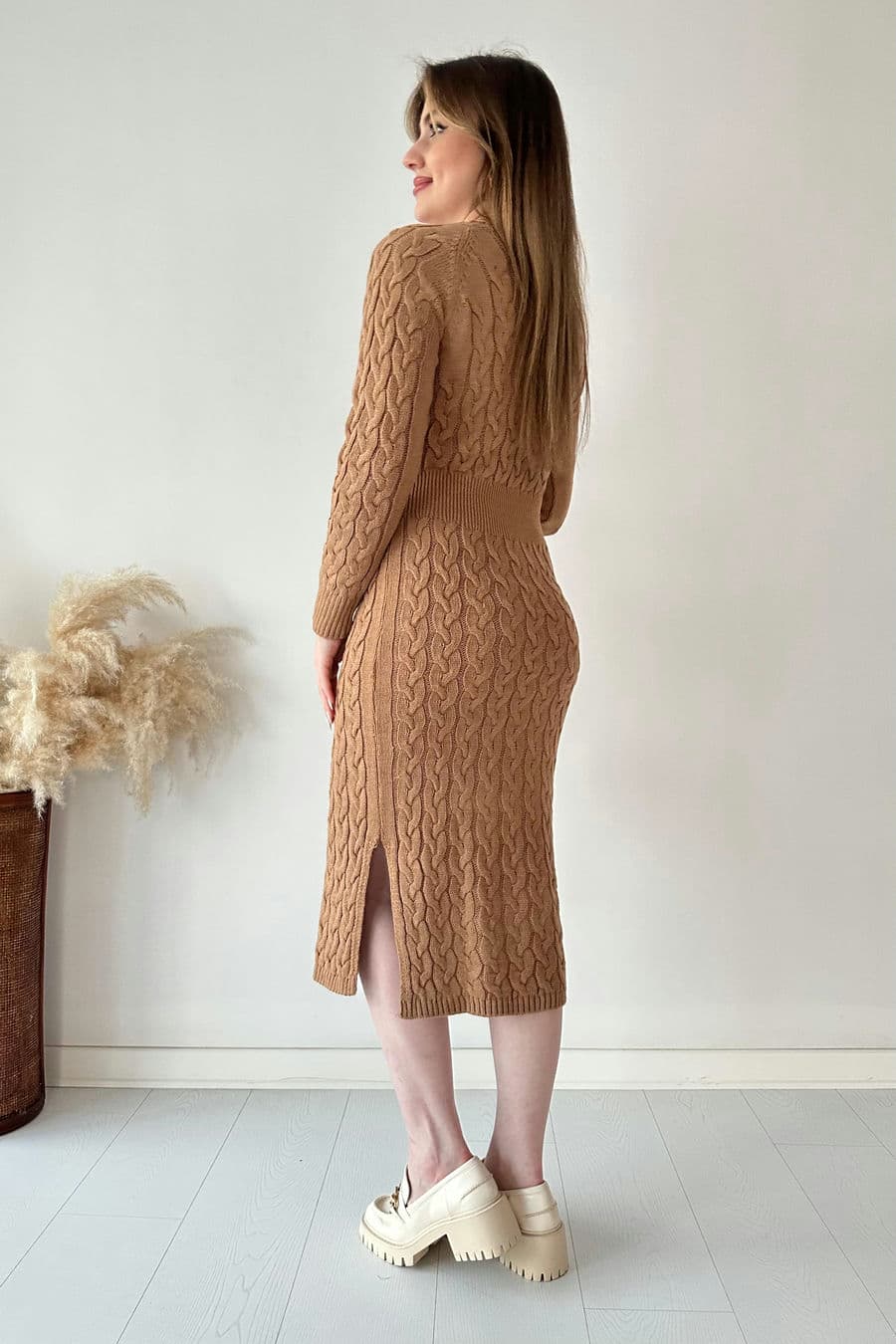 Saç Örgü Midi Elbise