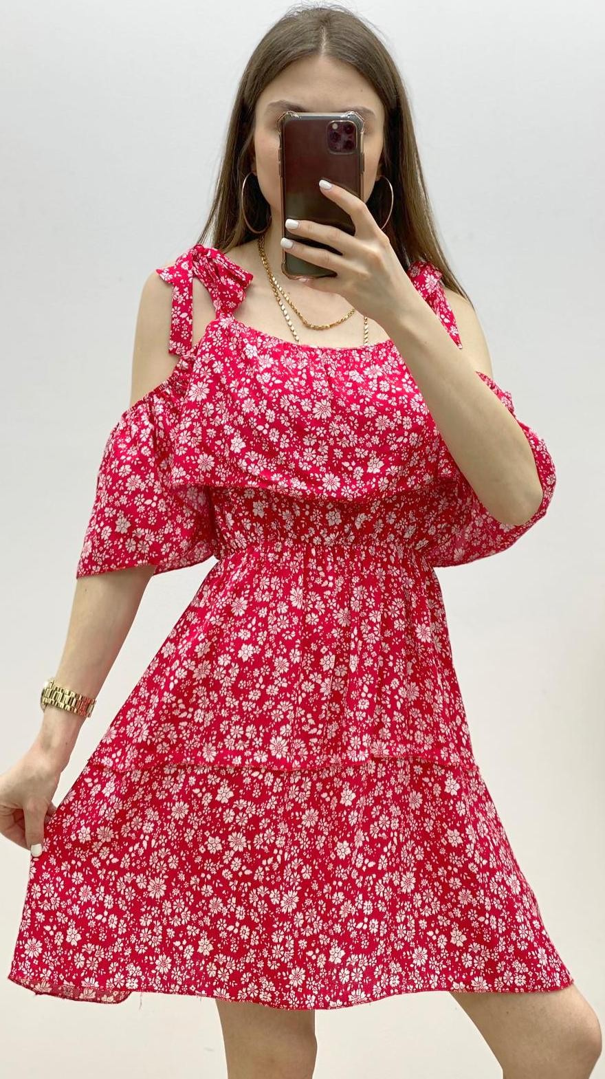 Asimetrik Etek Madonna Elbise Kırmızı