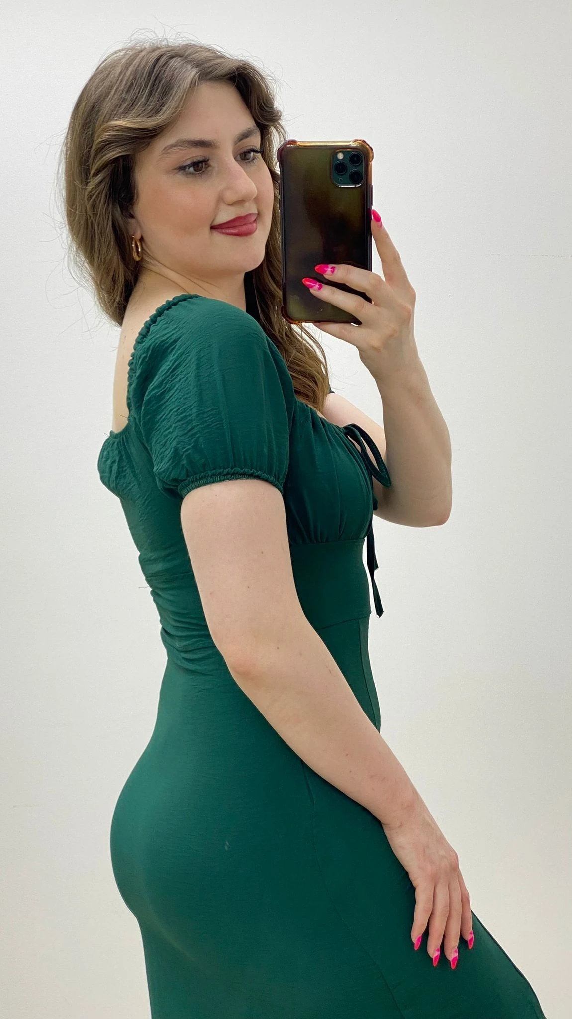 U Yaka Ayrobin Elbise Zümrüt