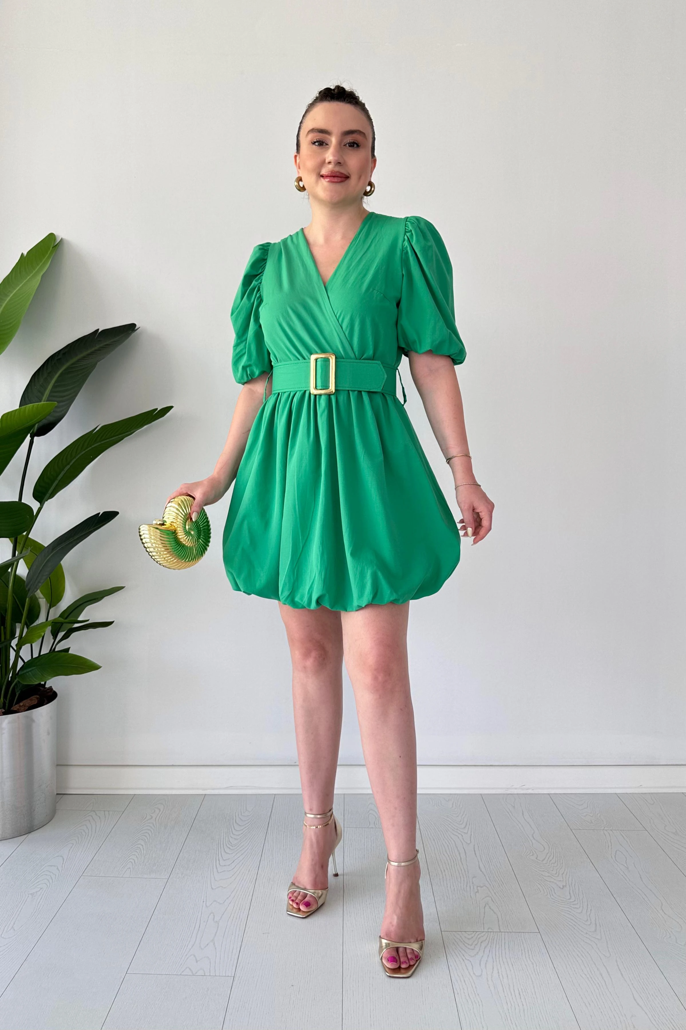 Balon Kemerli Elbise