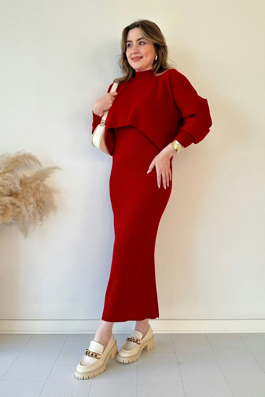 Kısa Kazaklı Triko Elbise