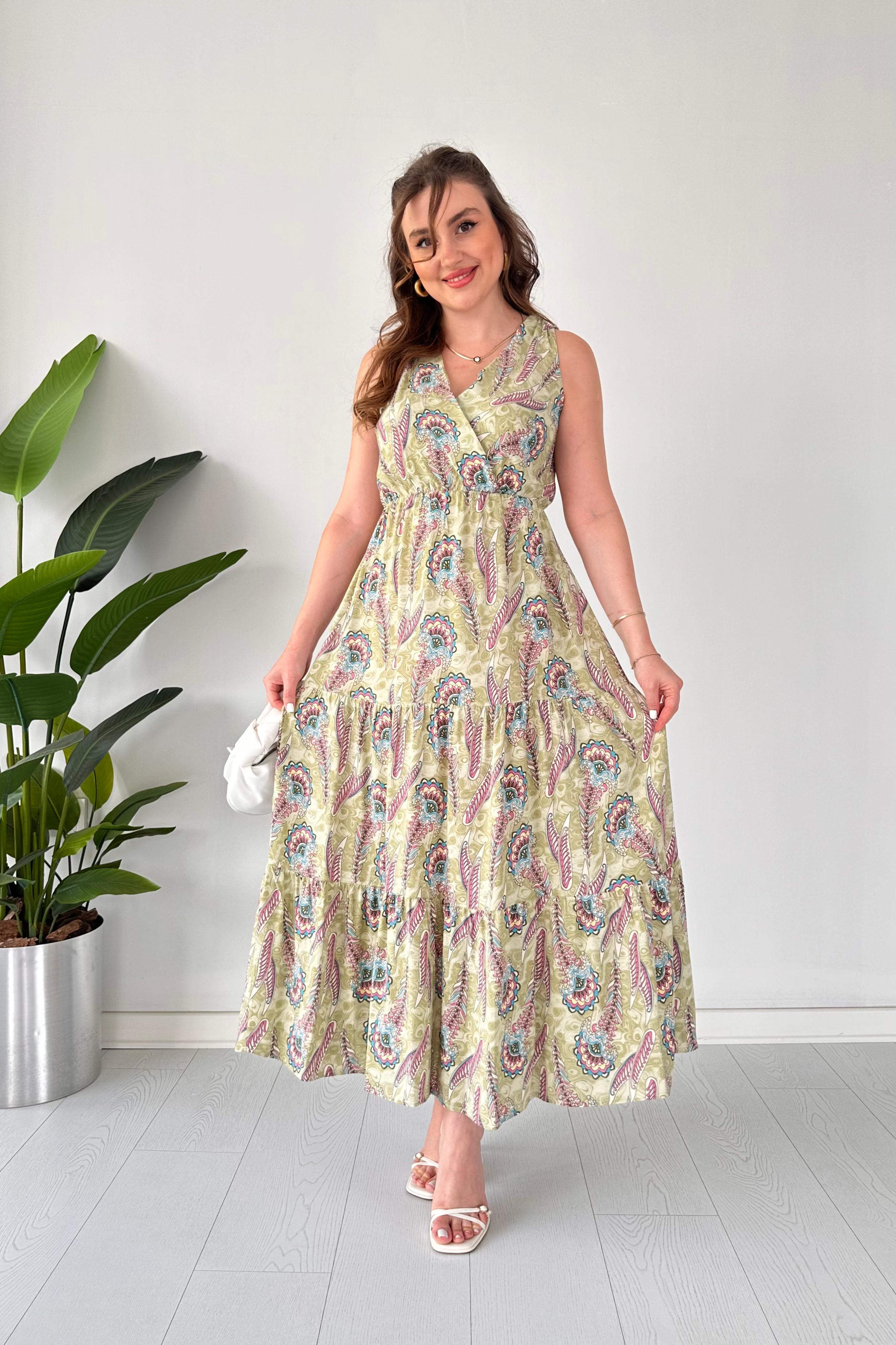 Feather Kolsuz Viskon Elbise