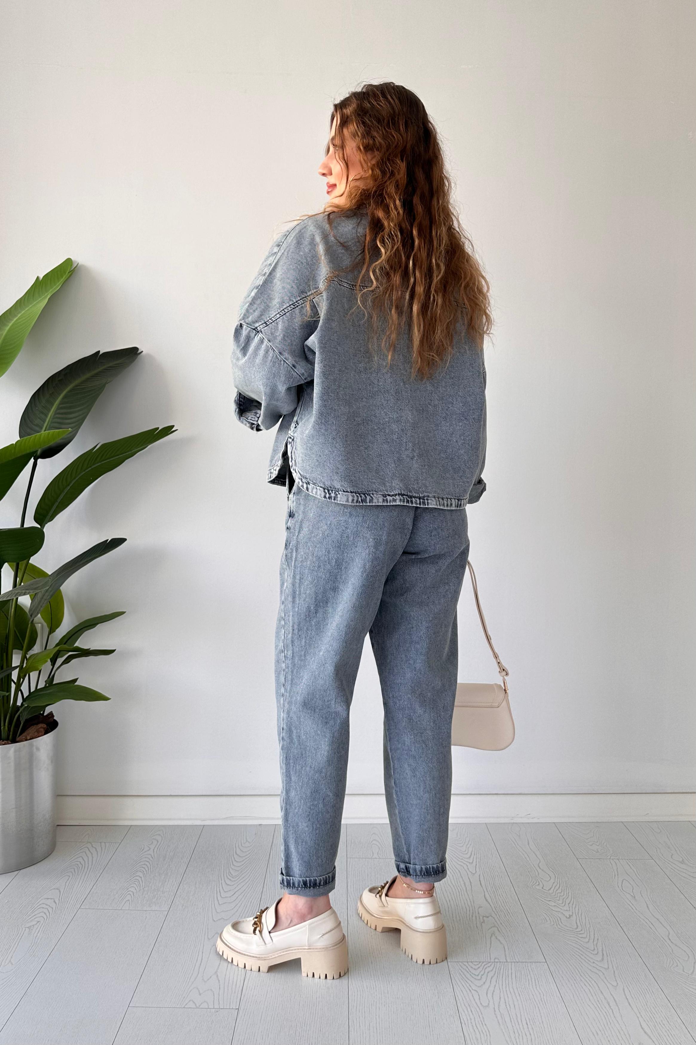 Taşlı Ceket-Pantolon Denim Takım