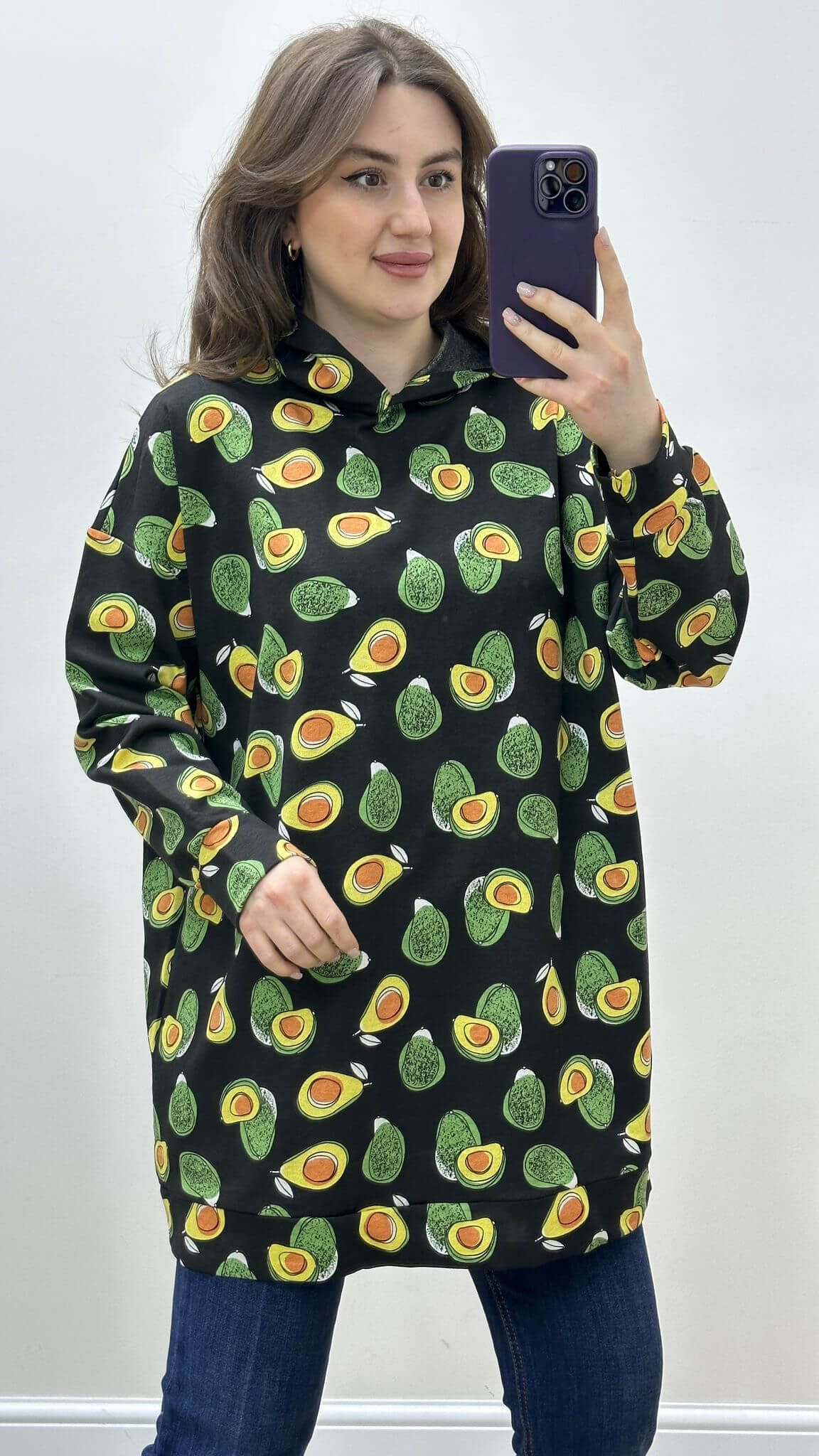 Avokado Kapüşonlu Sweatshirt Siyah