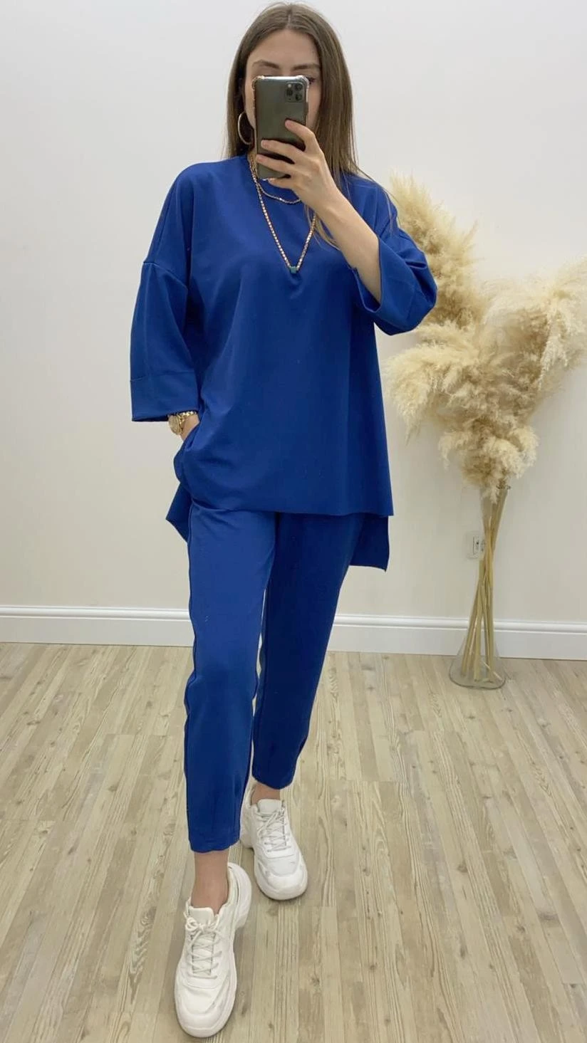 Kolu Katlamalı İkili Takım İndigo