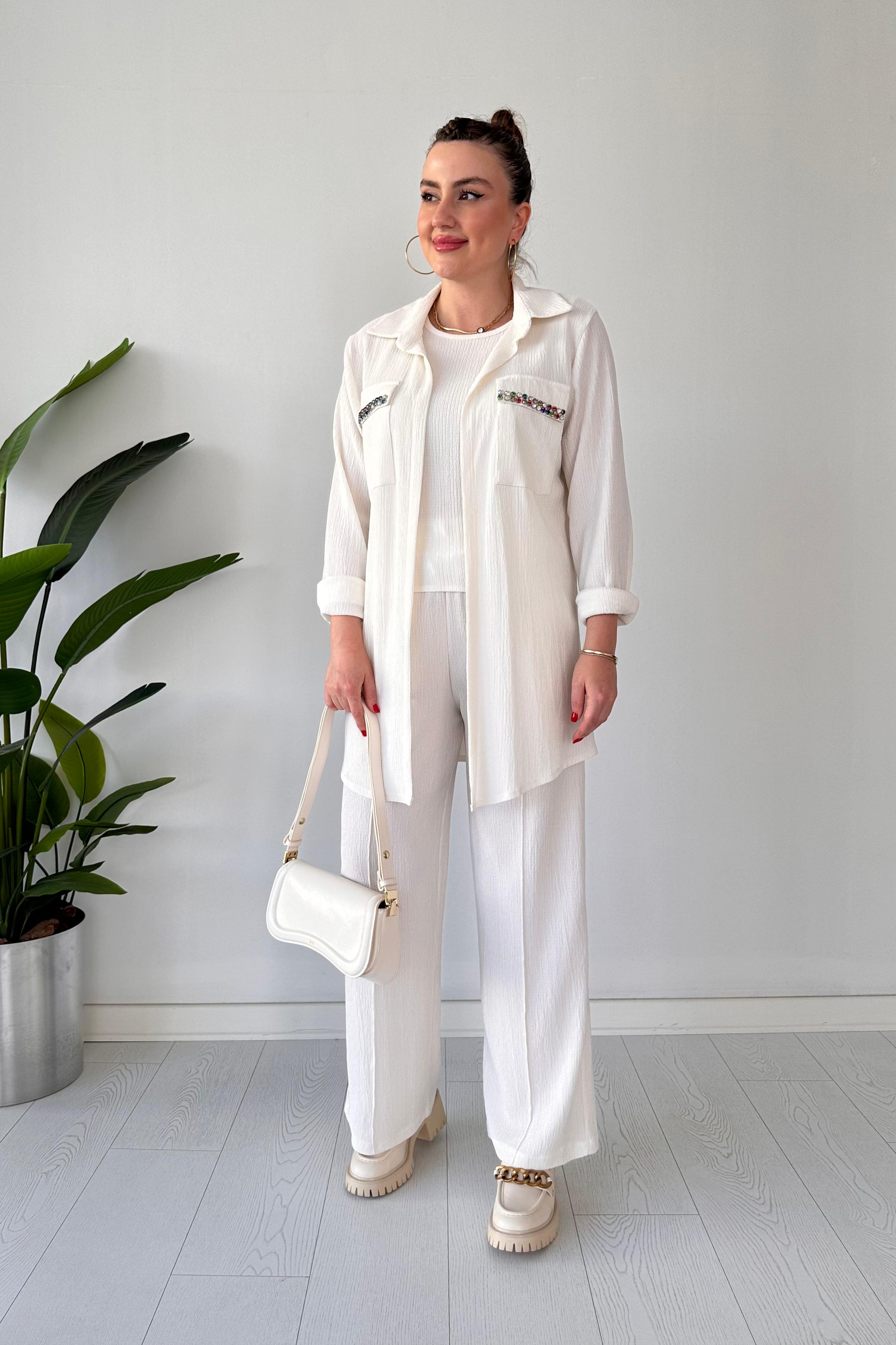 Taşlı Üç Parça Gofre Takım