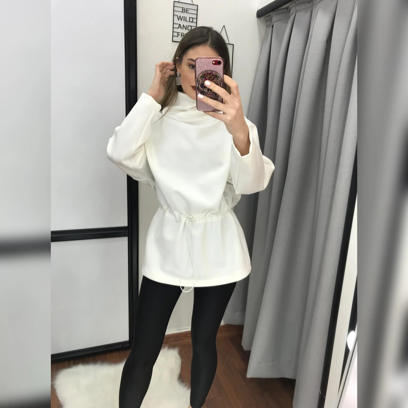 Dalgıç Kumaş Beli Lastikli Sweat-Beyaz