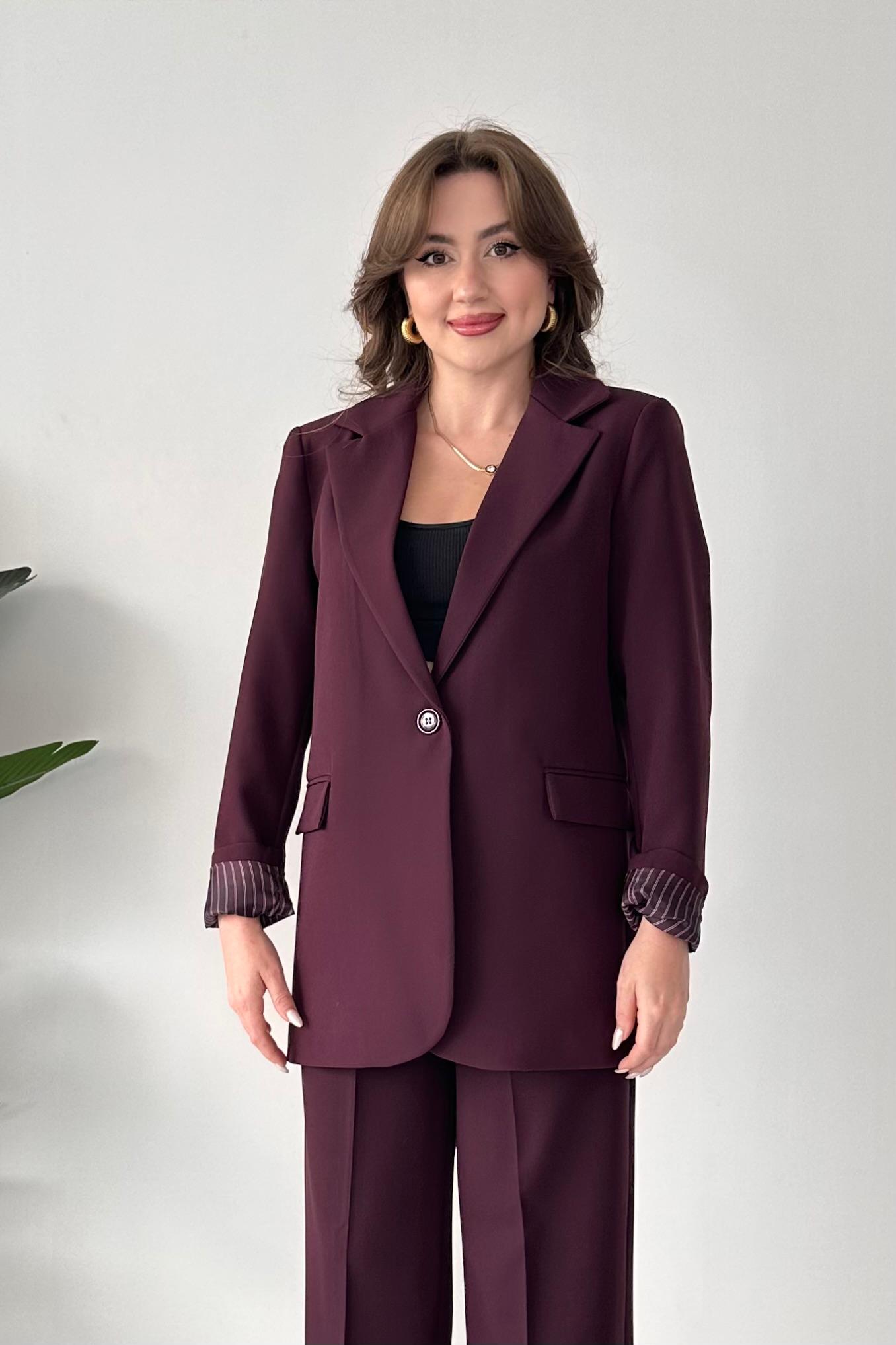 Çizgi Astarlı Blazer Ceket