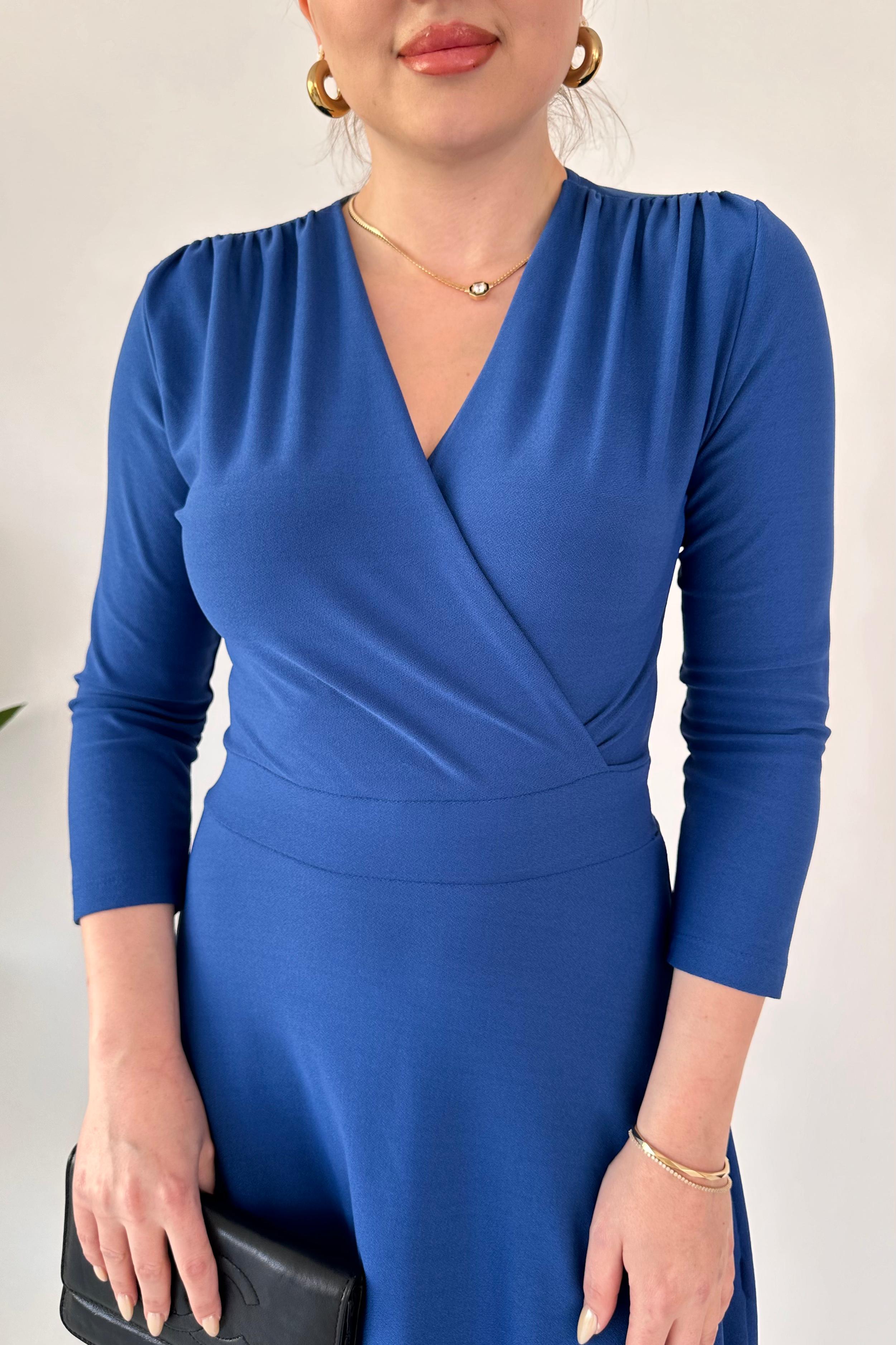 Omuz Drape Krep Elbise