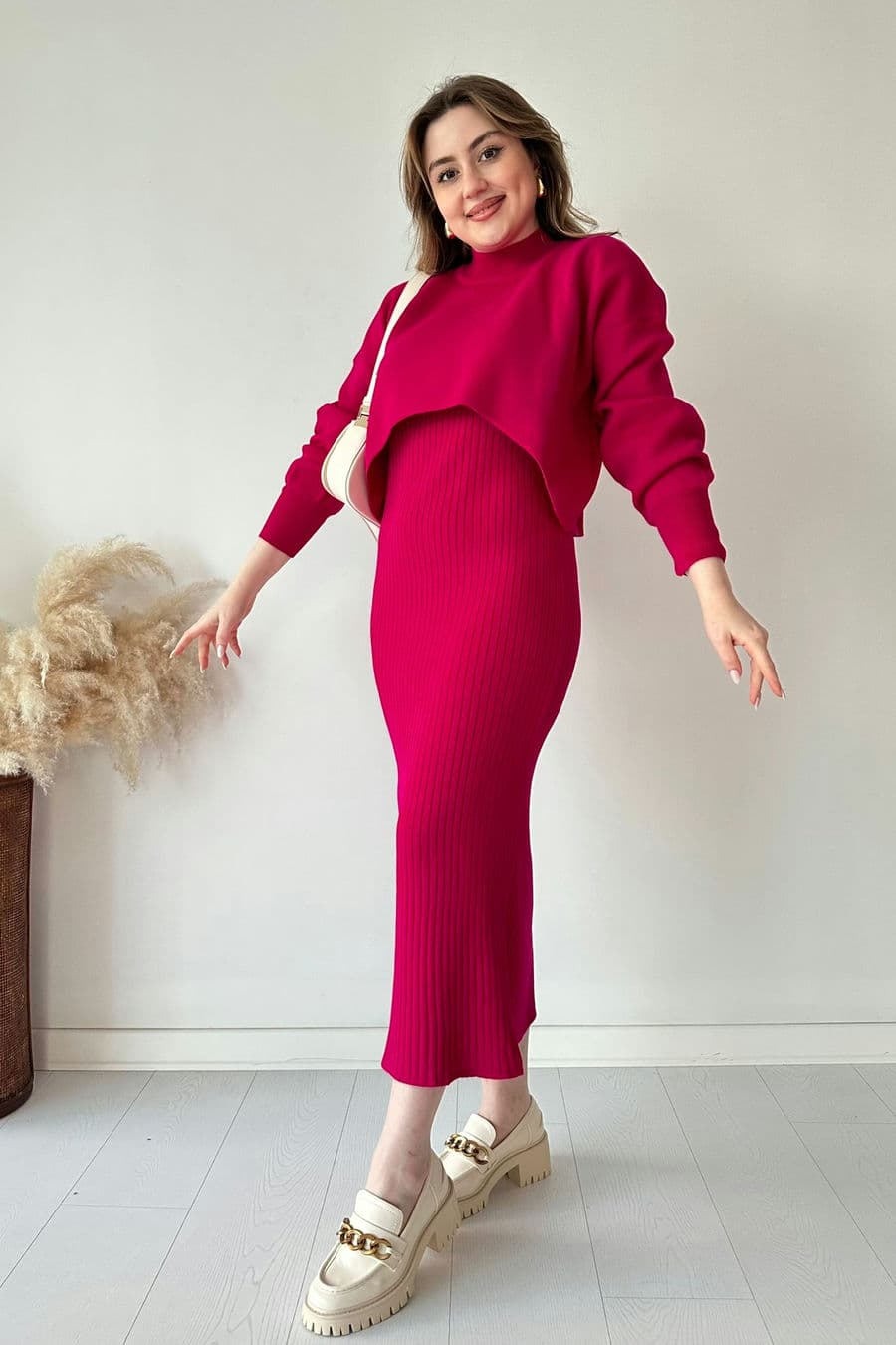 Kısa Kazaklı Triko Elbise