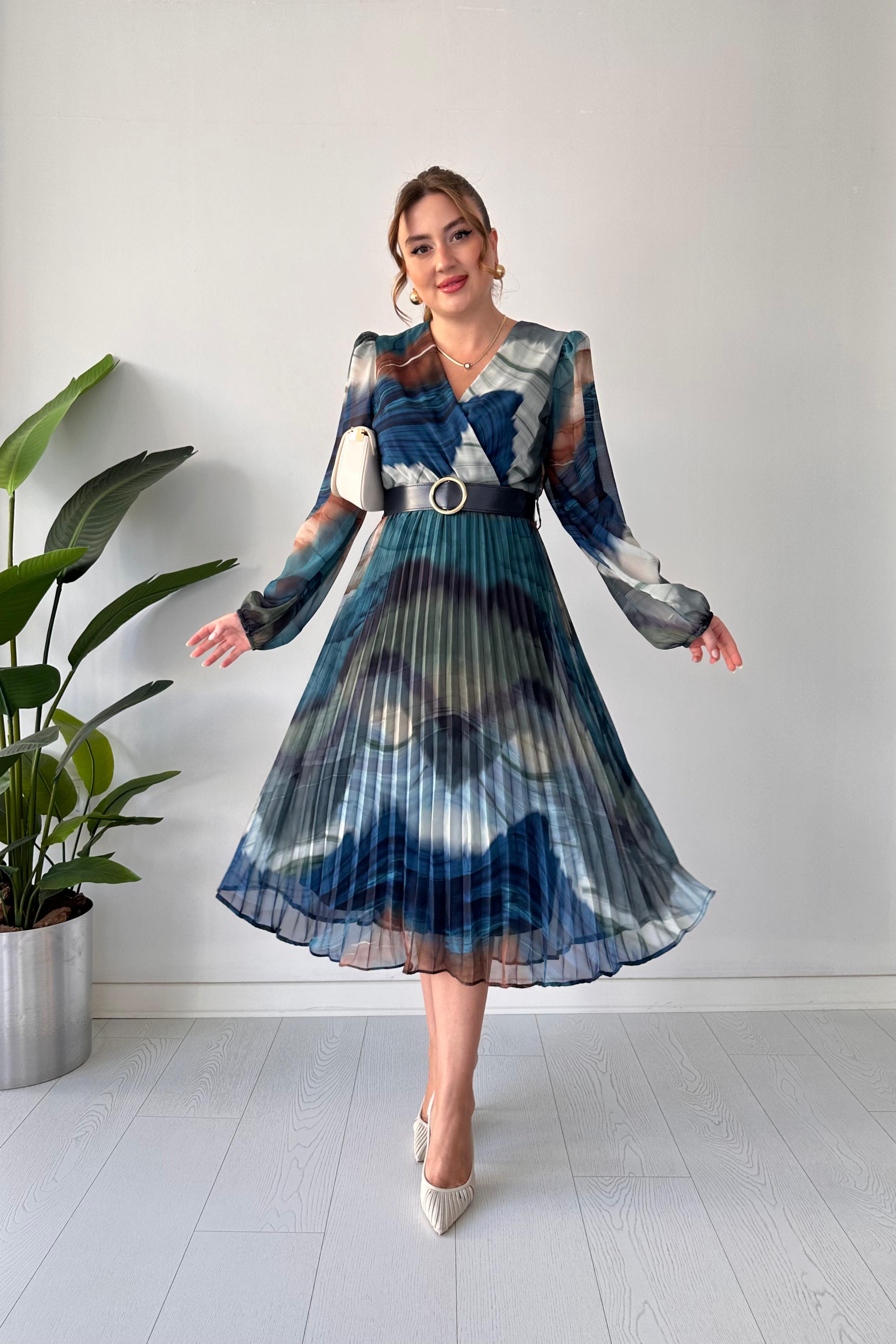 Ebruli Şifon Elbise