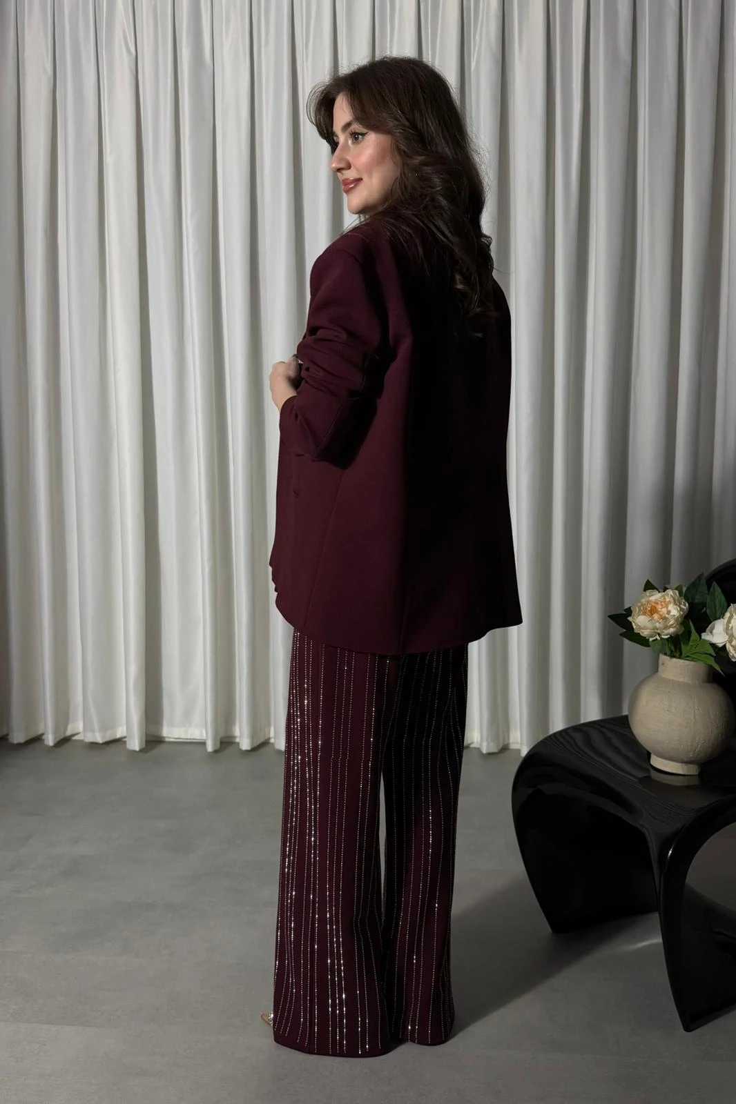 Suyolu Taşlı Ceket Takım